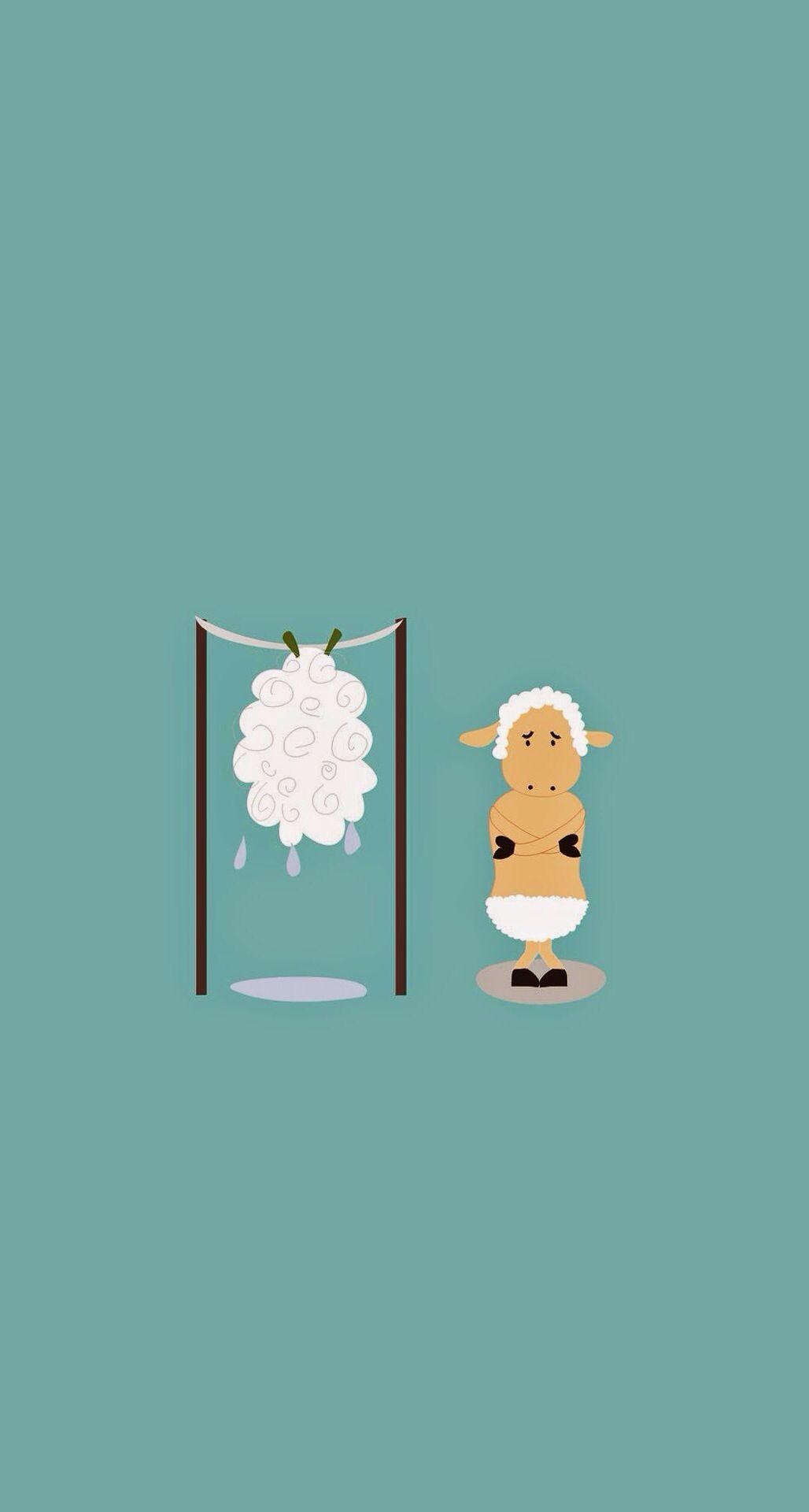 1028x1920 Cold sheep. Cute cartoon drawings, Sheep drawing, Wallpaper
