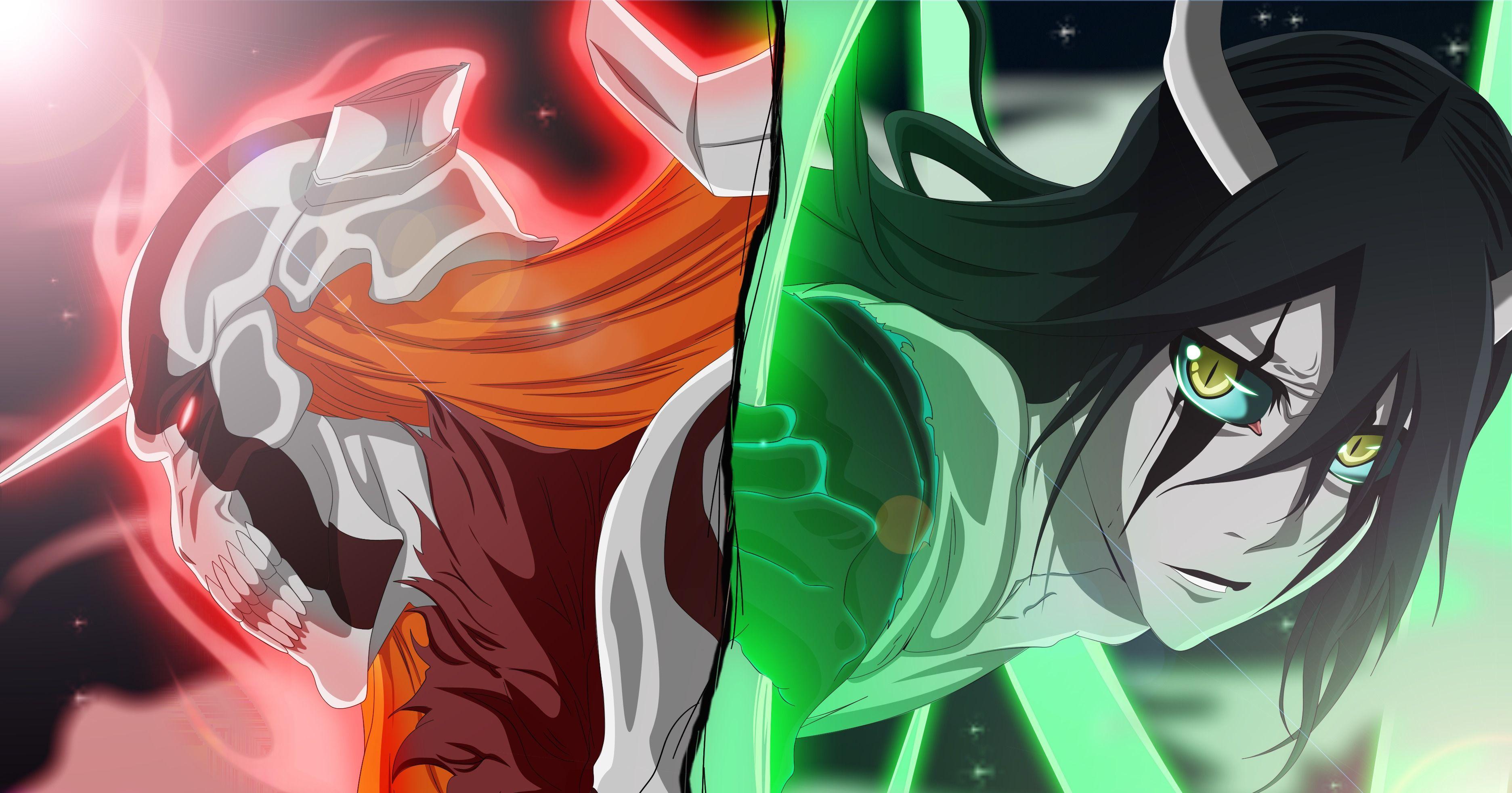 3745x1964 Bleach Ichigo Kurosaki Ulquiorra Cifer Wallpaper:3745x1964