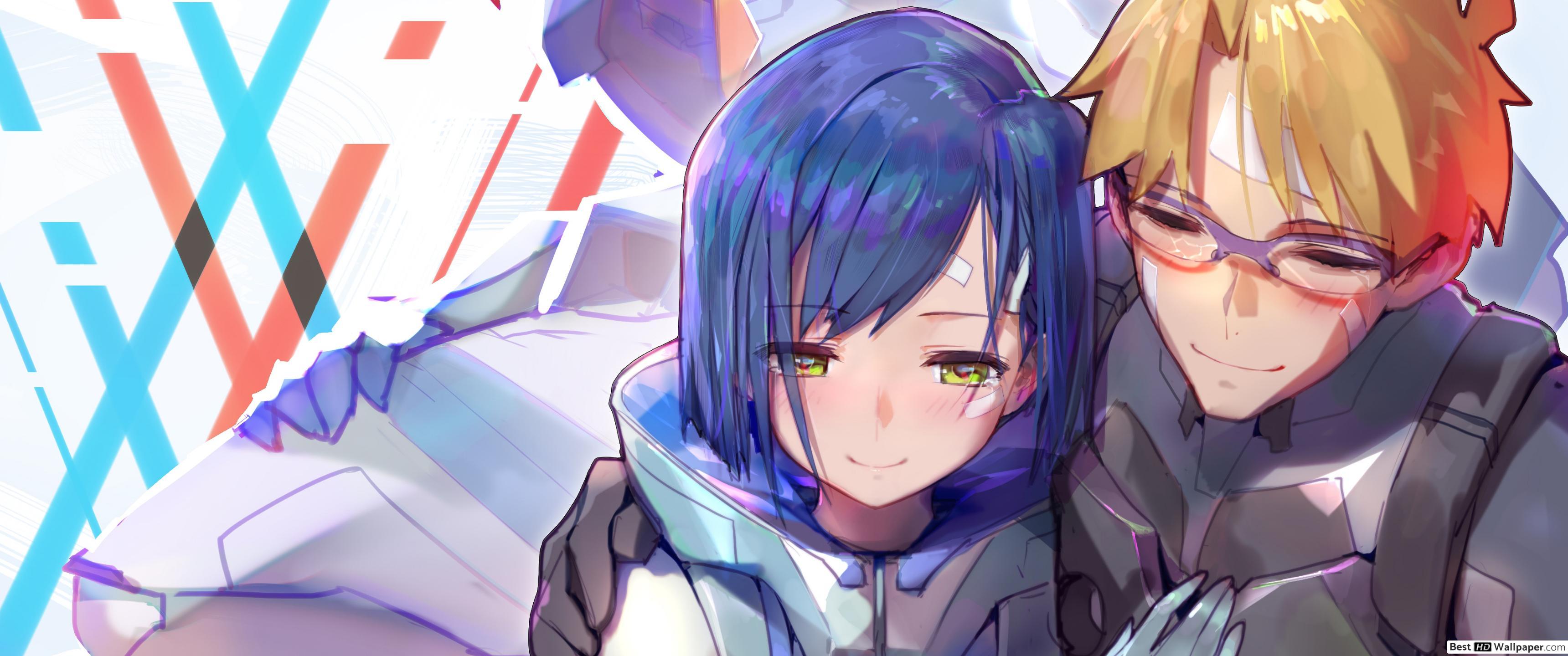 3440x1440 Goro and Ichigo of Darling in the Franxx HD wallpaper download