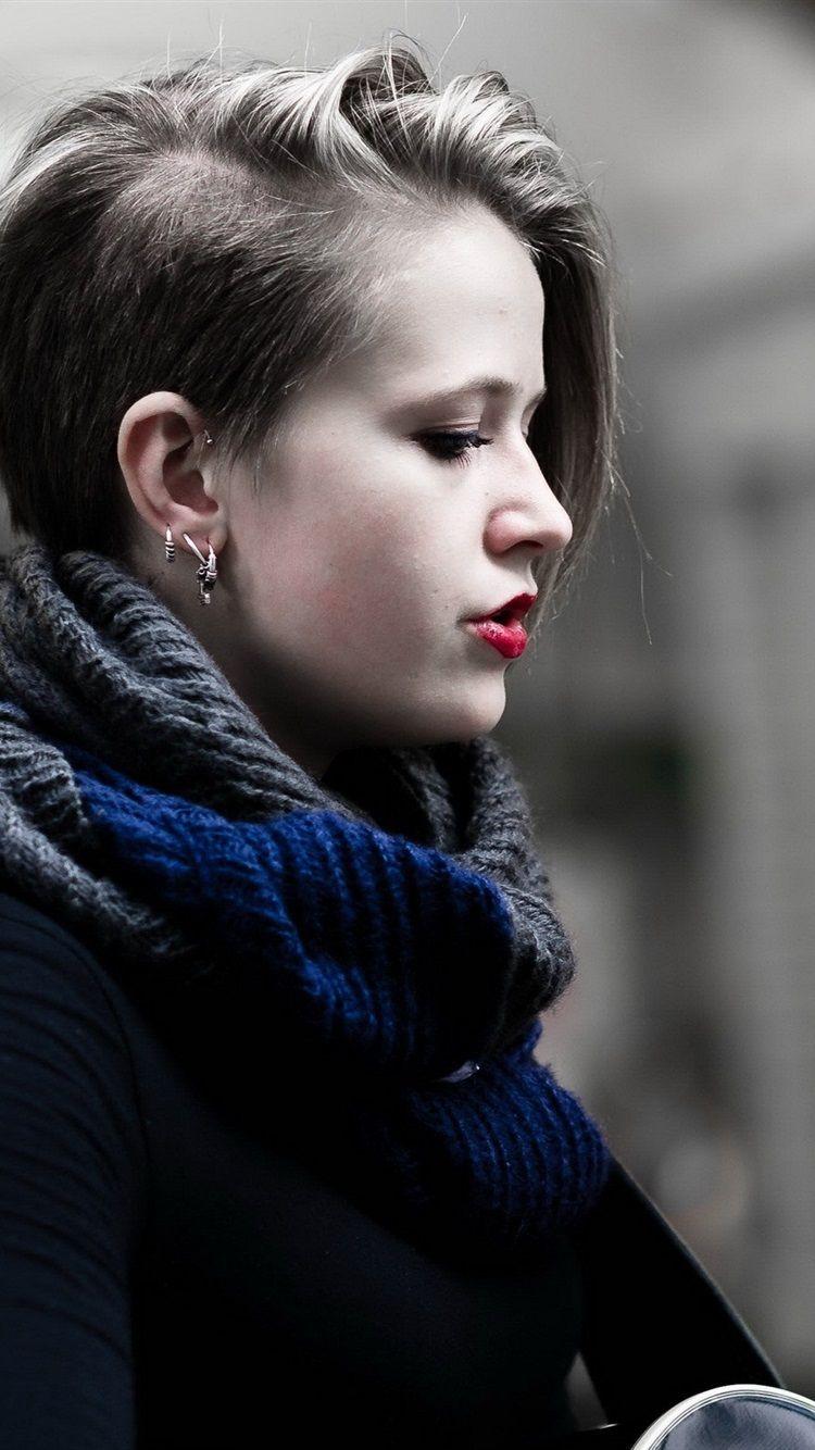 750x1334 iPhone Wallpaper Guitar Girl, Music, Red Lips Girl HD