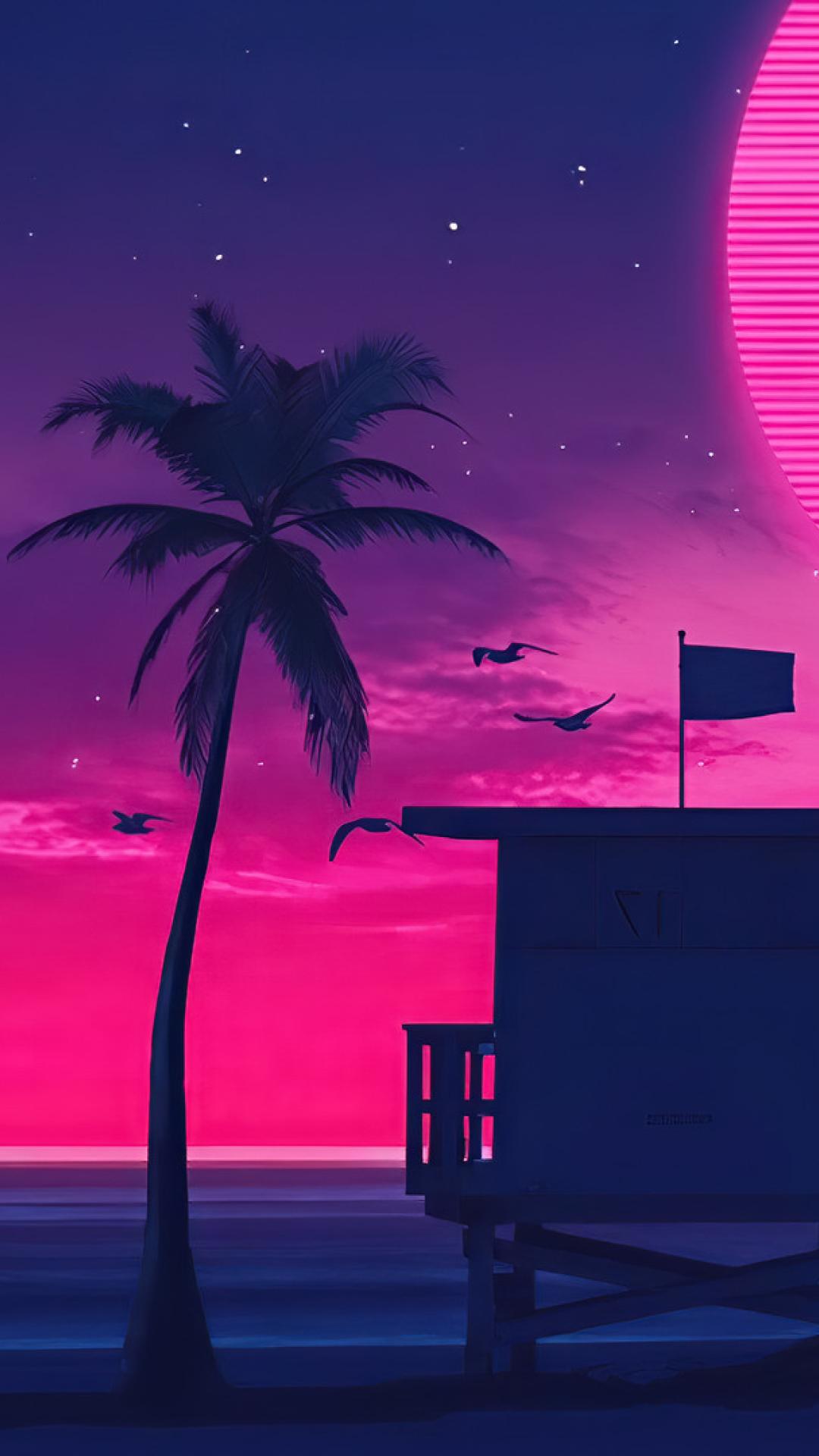 1080x1920 Beach Retro Wave iPhone 6s, 6 Plus and Pixel XL , One Plus 3t, 5 Wallpaper, HD Artist 4K Wallpaper, Image, Photo and Background