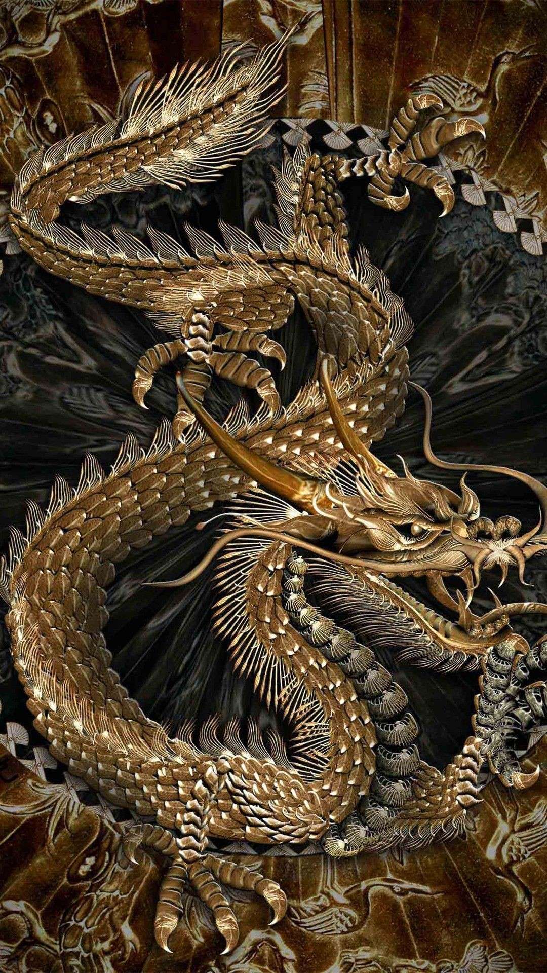1080x1920 Japanese Style Yakuza Dragon Wallpaper