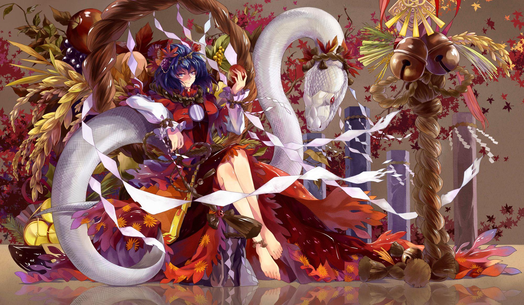 2000x1165 original, anime, dress, anime girl, wallpaper, long hair, blue hair, White Snake, water wallpaper