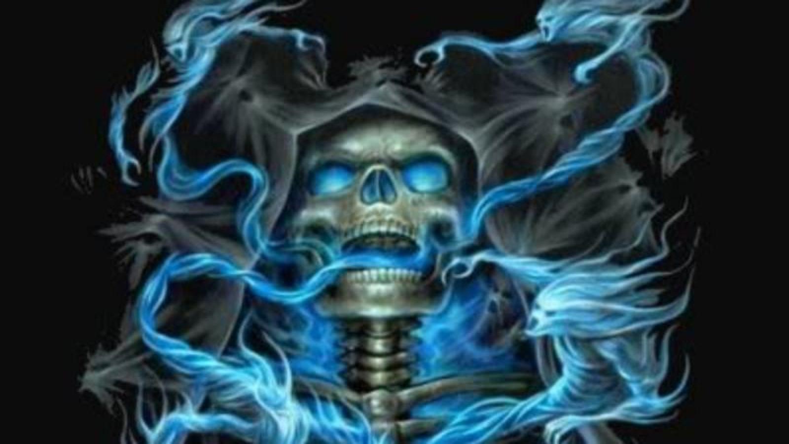 1600x900 Blue Skulls Wallpaper