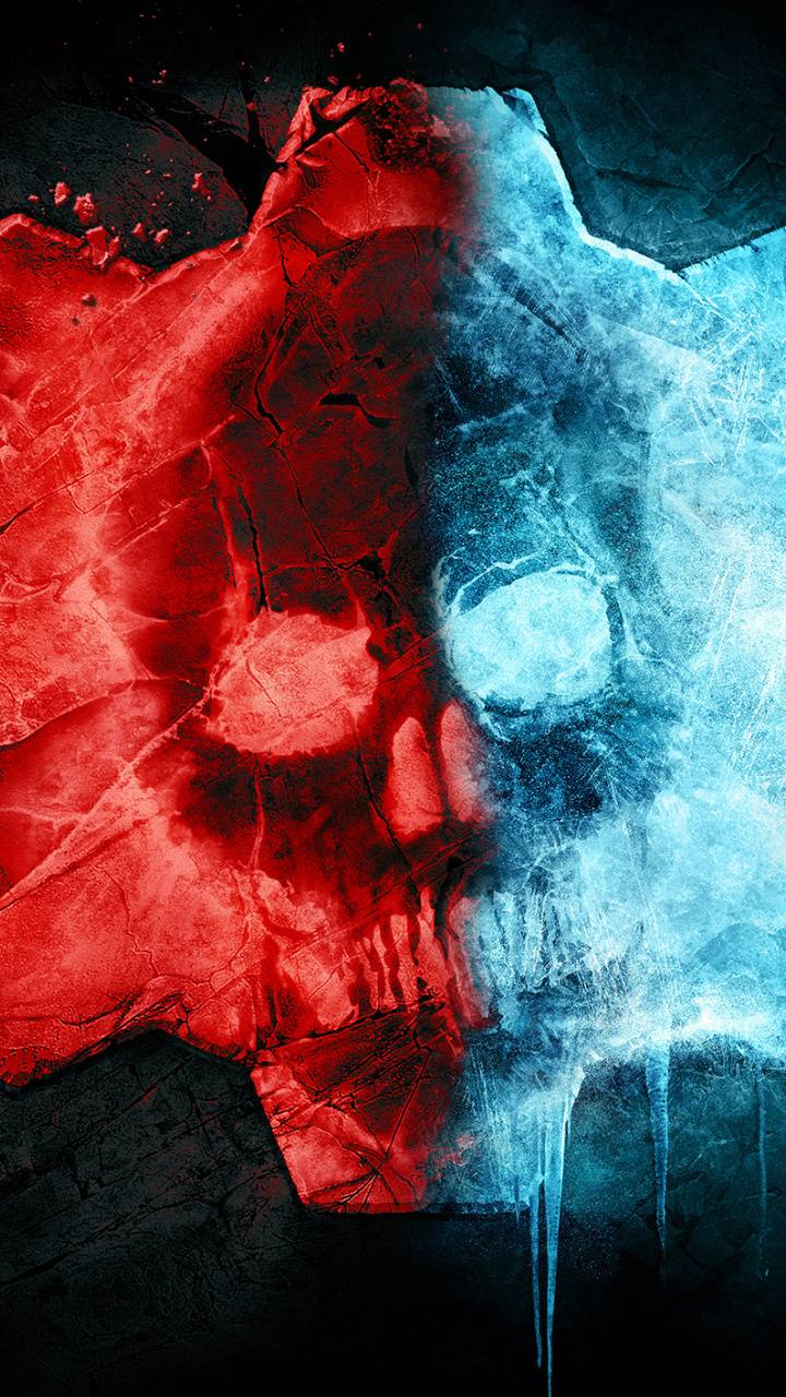 720x1280 Red and Blue Skull wallpaper