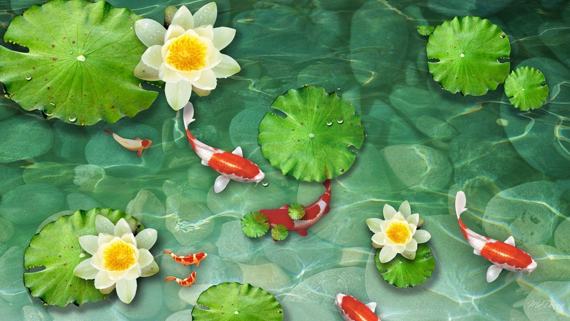 1920x1080 Lotus Pool Wallpaper