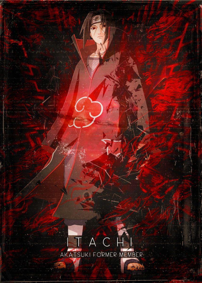 857x1200 Naruto Shippuden Red Cloud Characters Akatsuki Itachi #Displate artwork của nghệ sĩ SyanArt.  Một phần của một bộ có tác phẩm nghệ thuật ba.  Itachi uchiha, Akatsuki, Itachi
