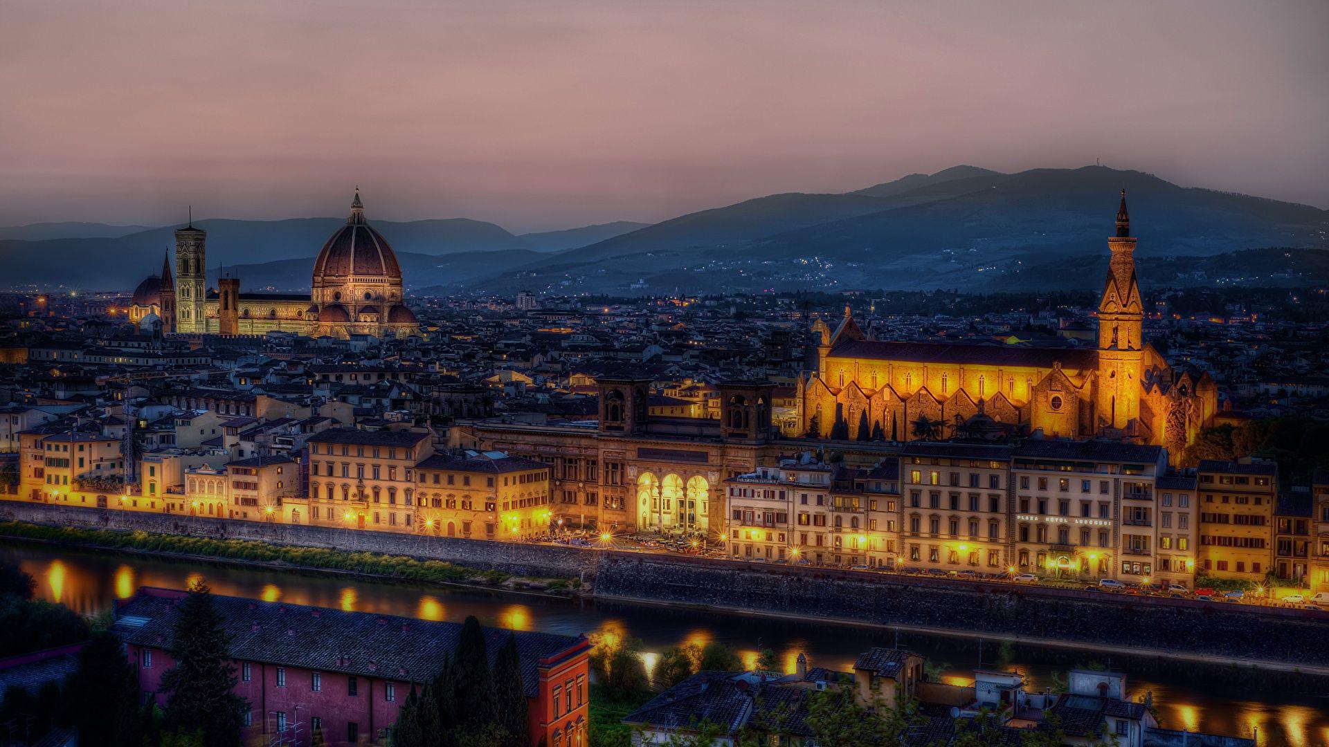 1920x1080 Picture Florence Italy Night Houses Cities 1920x1080