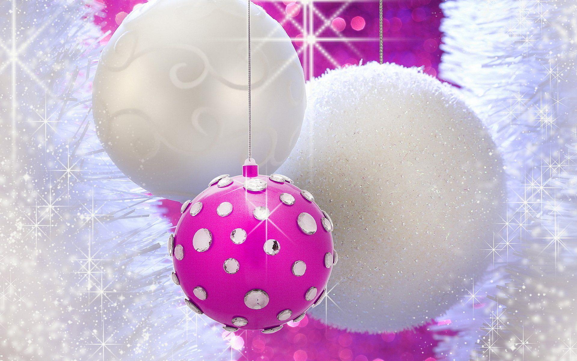 1920x1200 Rhinestone Wallpaper And Pink Christmas Balls Wallpaper & Background Download