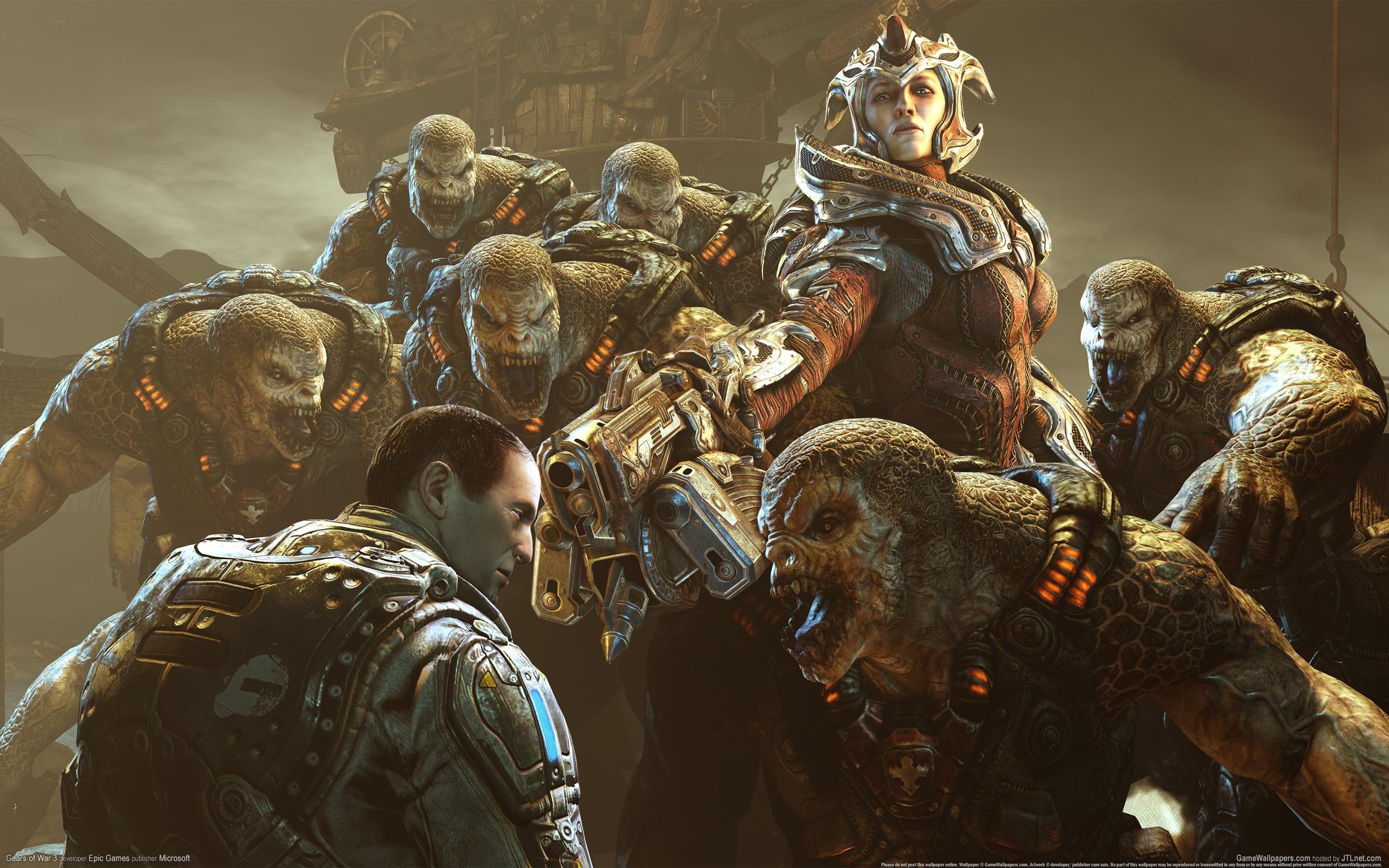 2560x1600 High quality picture of Gears of War, desktop wallpaper of monsters