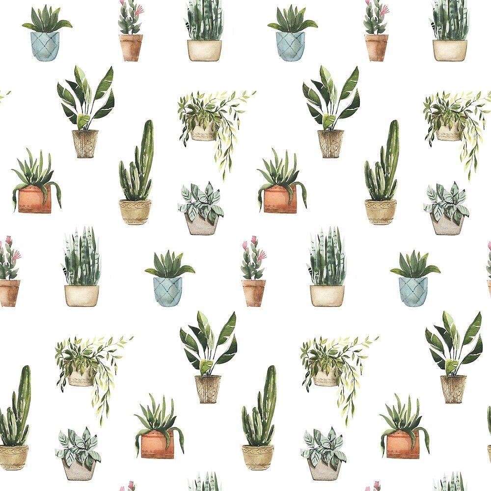 1000x1000 Potted Plants Watercolor Pattern shared