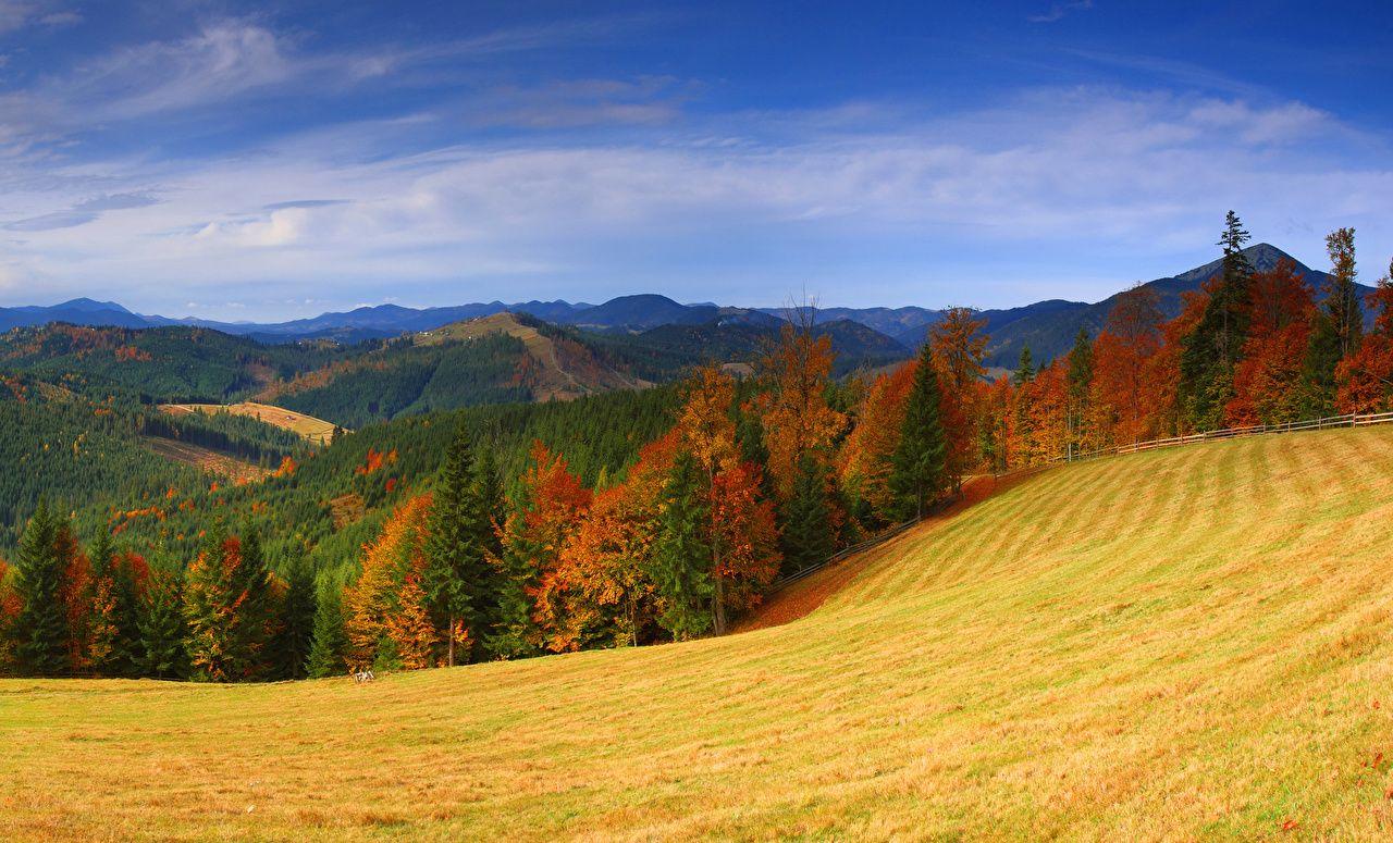 1280x775 Desktop Wallpaper Zakarpattia Ukraine Autumn Nature mountain Meadow