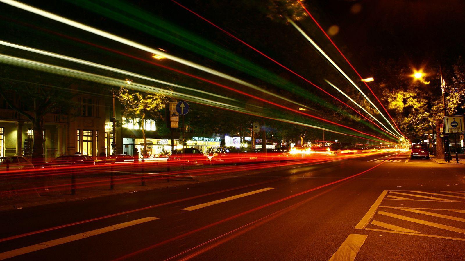 1600x900 Download wallpaper 1600x900 berlin, germany, night, traffic, street widescreen 16:9 HD background