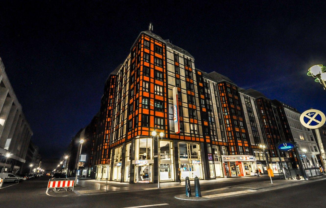 1332x850 Wallpaper night, street, building, Germany, Germany, night, street, Berlin, Berlin image for desktop, section город