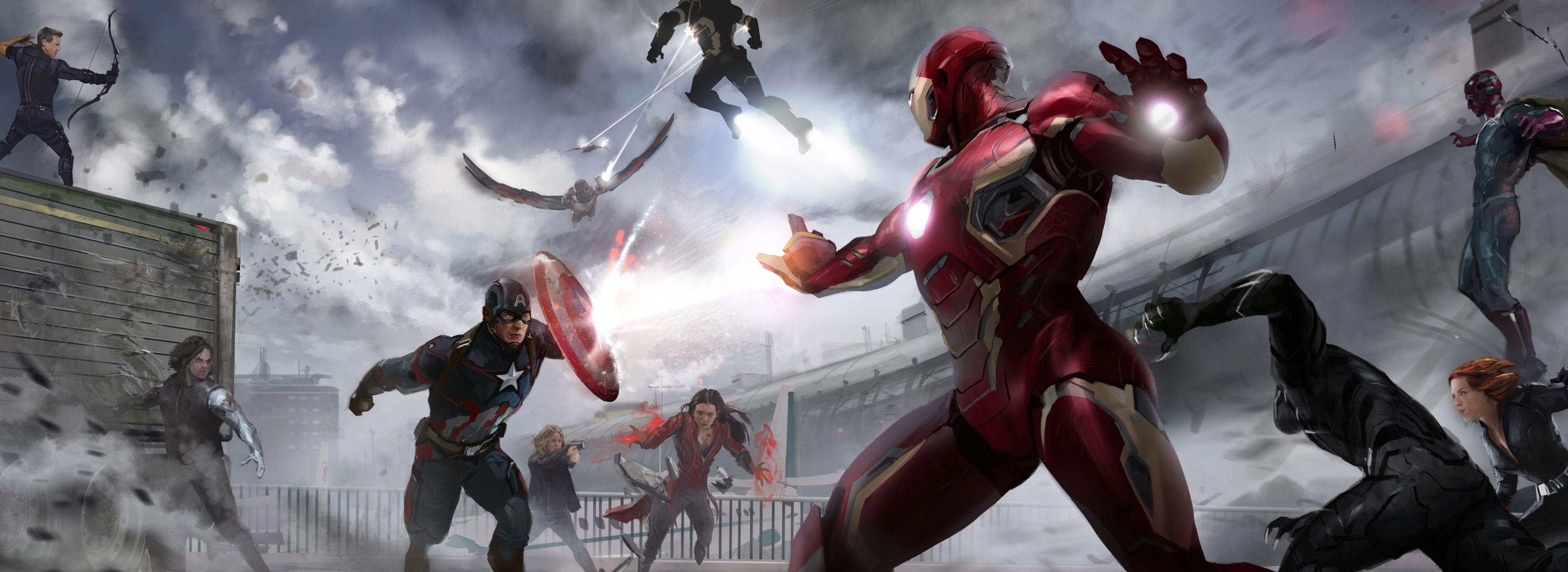 3840x1402 captain america civil war 4k hi def desktop wallpaper