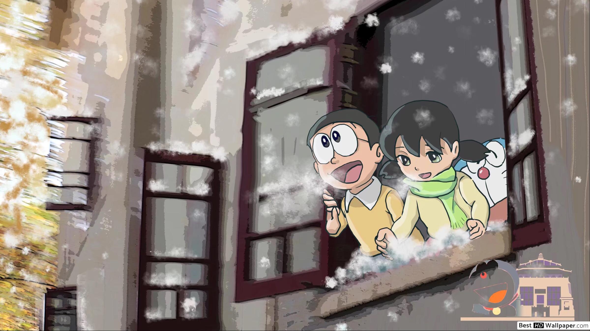 2400x1350 Doraemon Nobita Shizuka HD Wallpaper