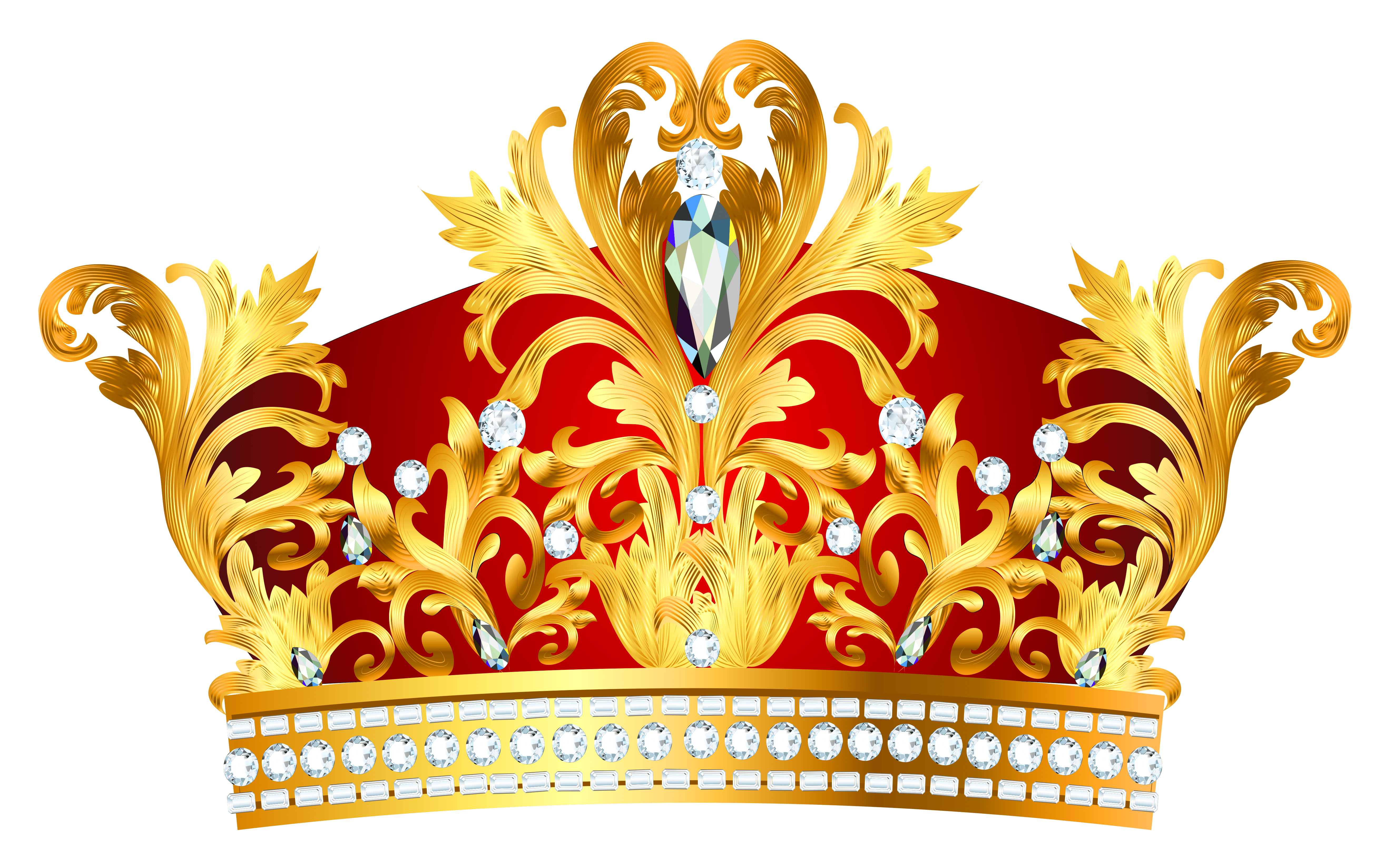 5292x3294 Red Golden Crown With Diaonds PNG Clipart Quality Image And Transparent PNG Free Clipart