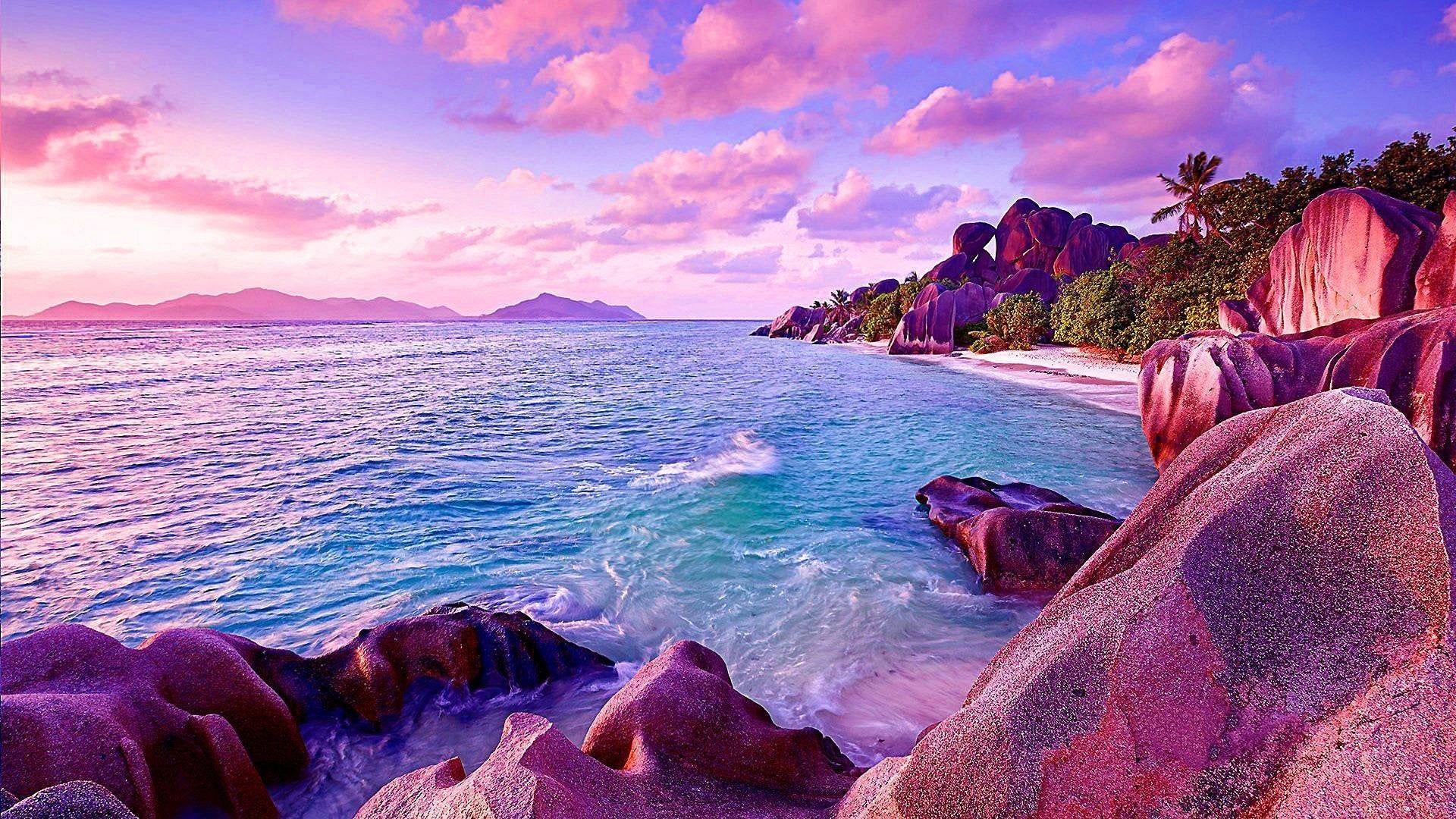 1920x1080 Pink Sunset View Wallpaper