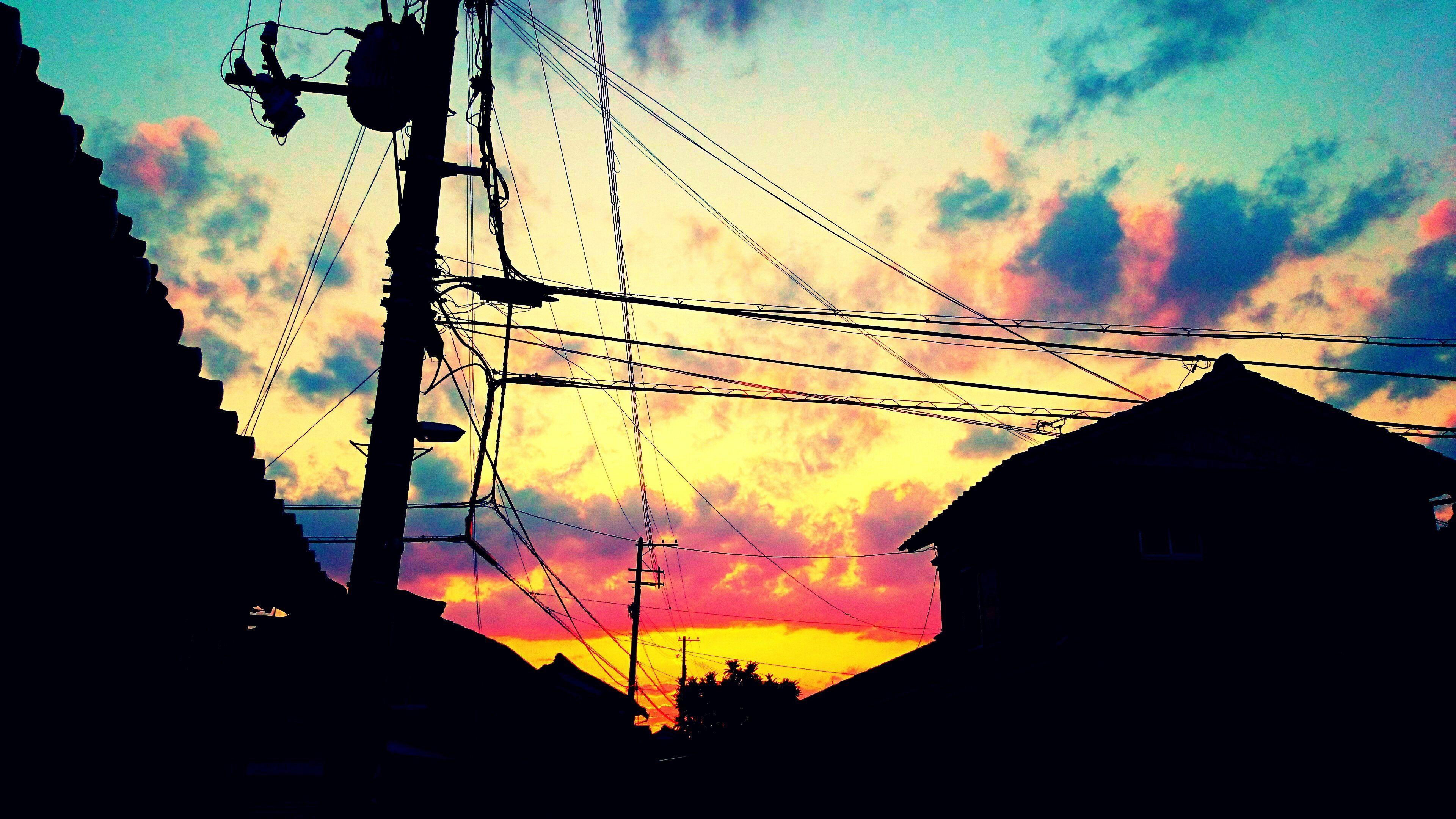 3840x2160 Anime sky cloud sunset sun light blue pink wallpaperx2160