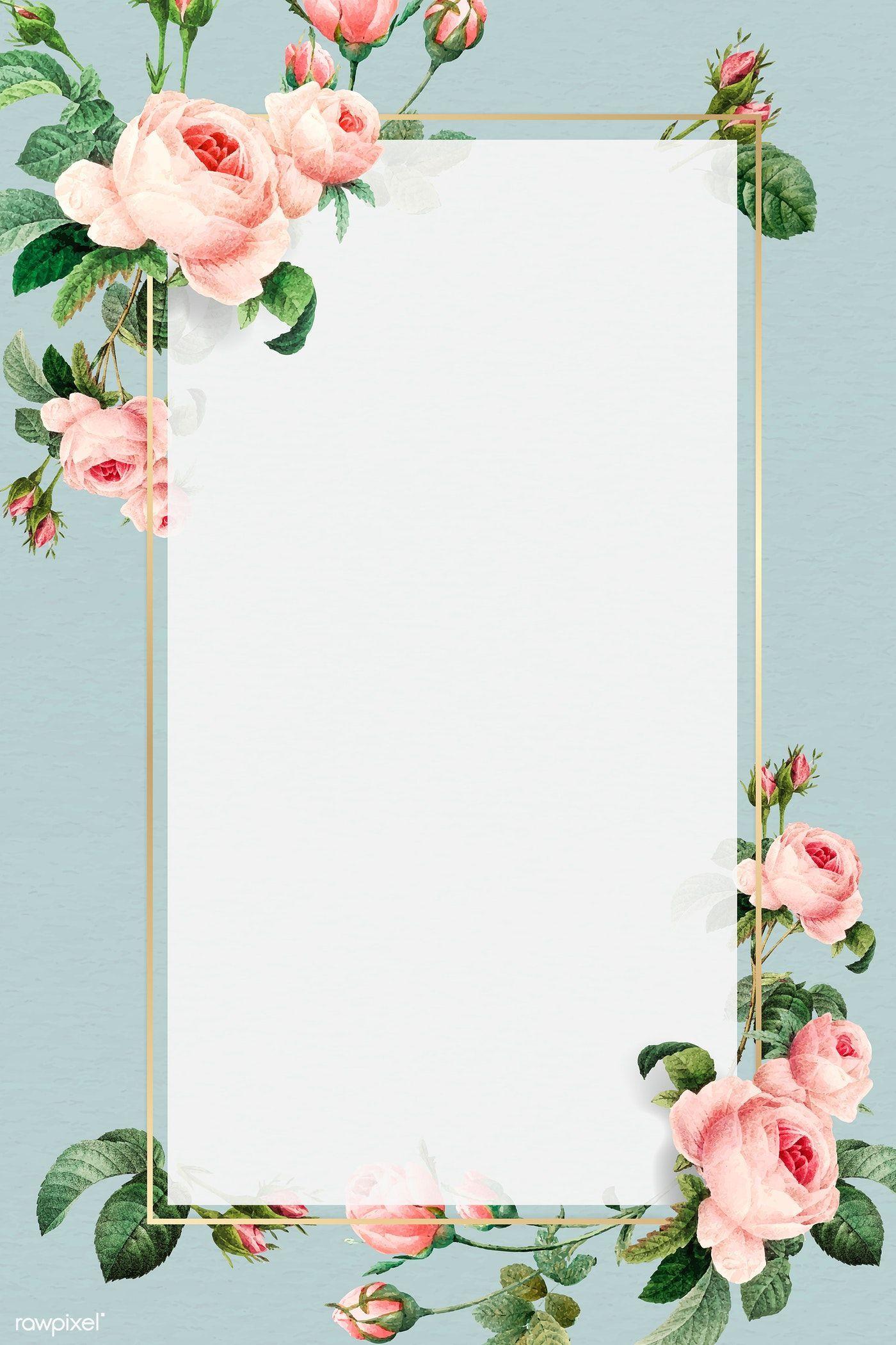 1400x2100 Download premium vector of Golden rectangle frame design vector 1216055. Flower background wallpaper, Flower frame, Floral poster
