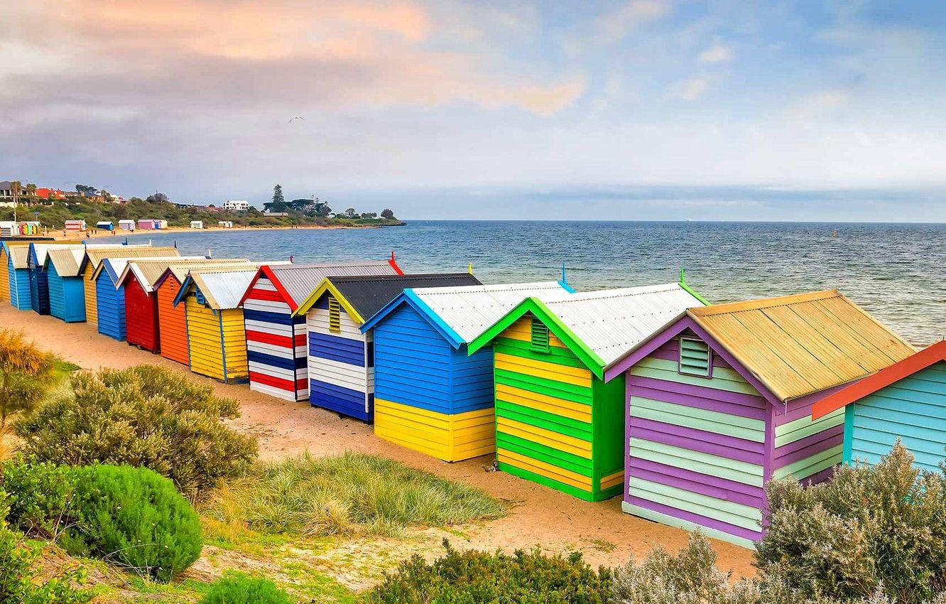 1332x850 Photo Wallpaper Sea, Australia, Melbourne, Beach House, Brighton Beach Houses