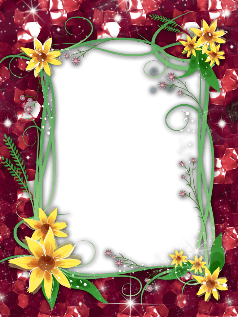 768x1024 Transparent PNG Red Frame With Yellow Flowers Quality Image And Transparent PNG Free Clipart