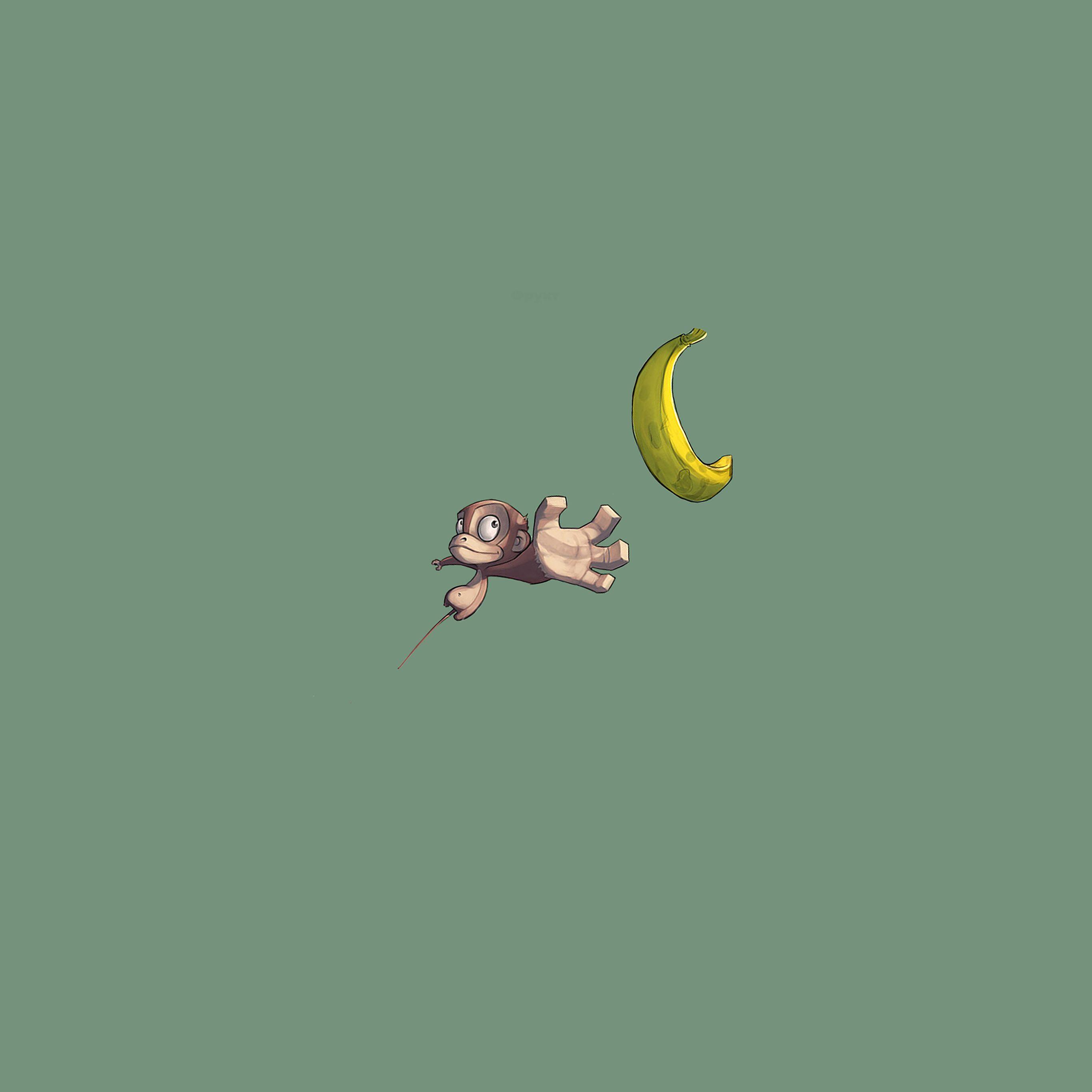 2732x2732 Monkey Banana Love Illust Art Minimal