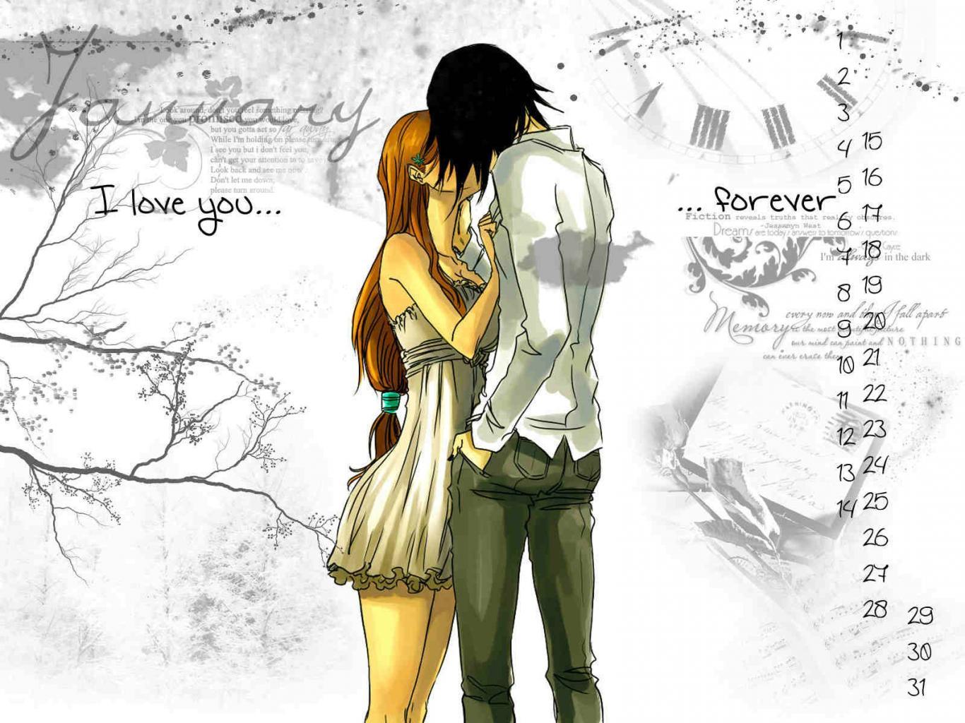 1366x1024 Animated Love Couple Orihime Inoue Y Ulquiorra, HD Animation Image HD HD Wallpaper
