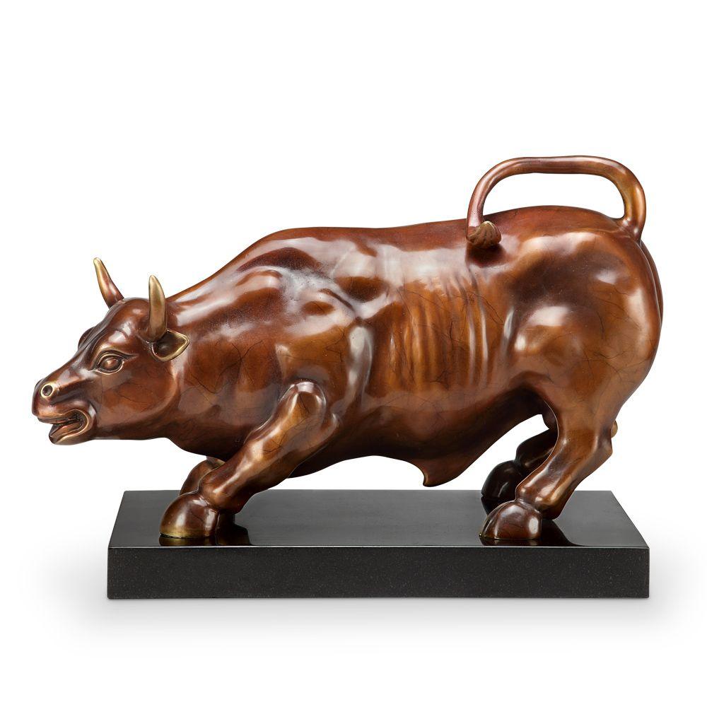 1000x1000 Brass Angry Bull Sculpture