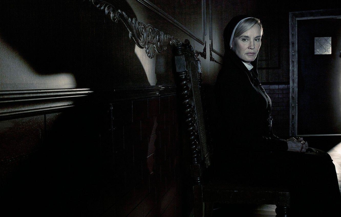 1332x850 Wallpaper the door, chair, the series, hospital, nun, Season serial, asylum, American horror story, jessica lange, american horror story, Jessica Lange, sister jude martin, sister Jude Martin, mental hospital image for