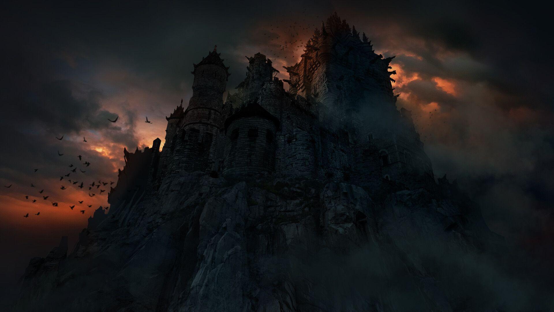 1920x1080 Andrey Bakulin Myst Castle Landscape Fantasy Art Digital Dark Artwork Wallpaper:1920x1080