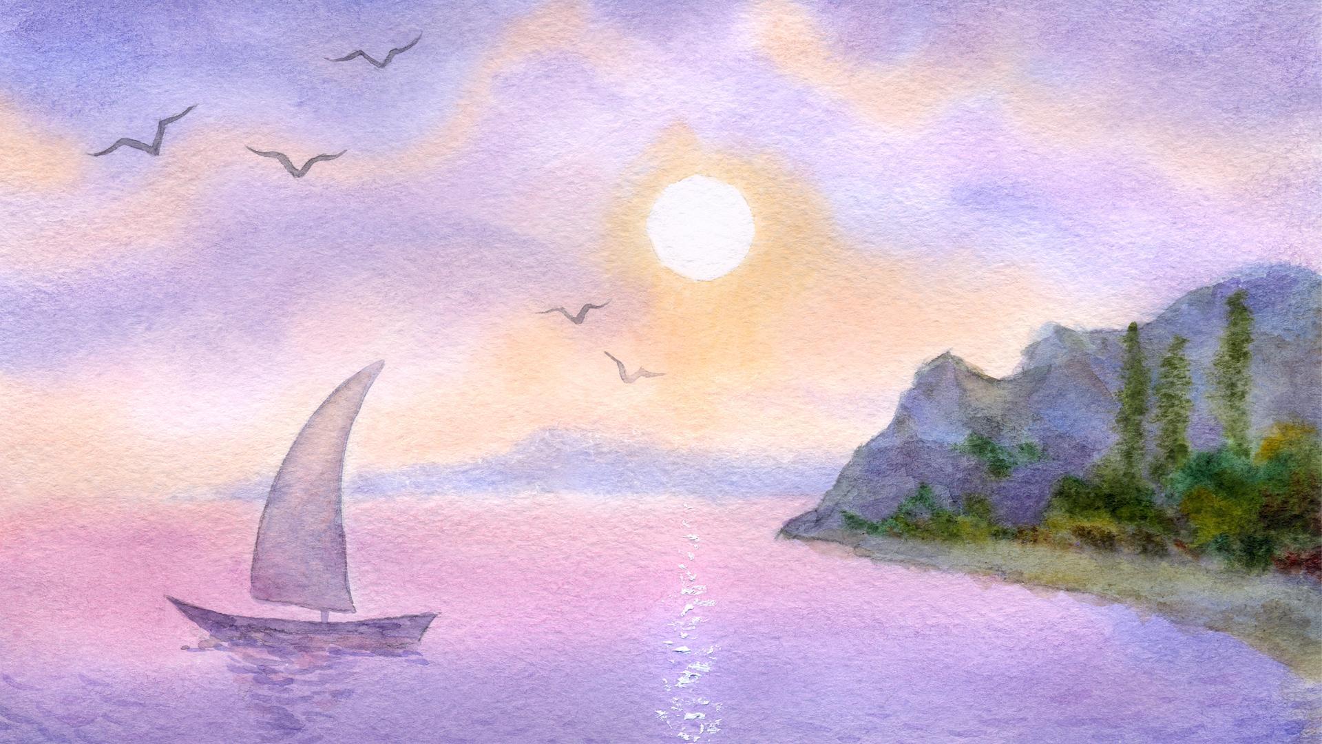 1920x1080 Watercolor Art Scenery Wallpaper HD 1080p Wallpaper Wallpaper Scenery