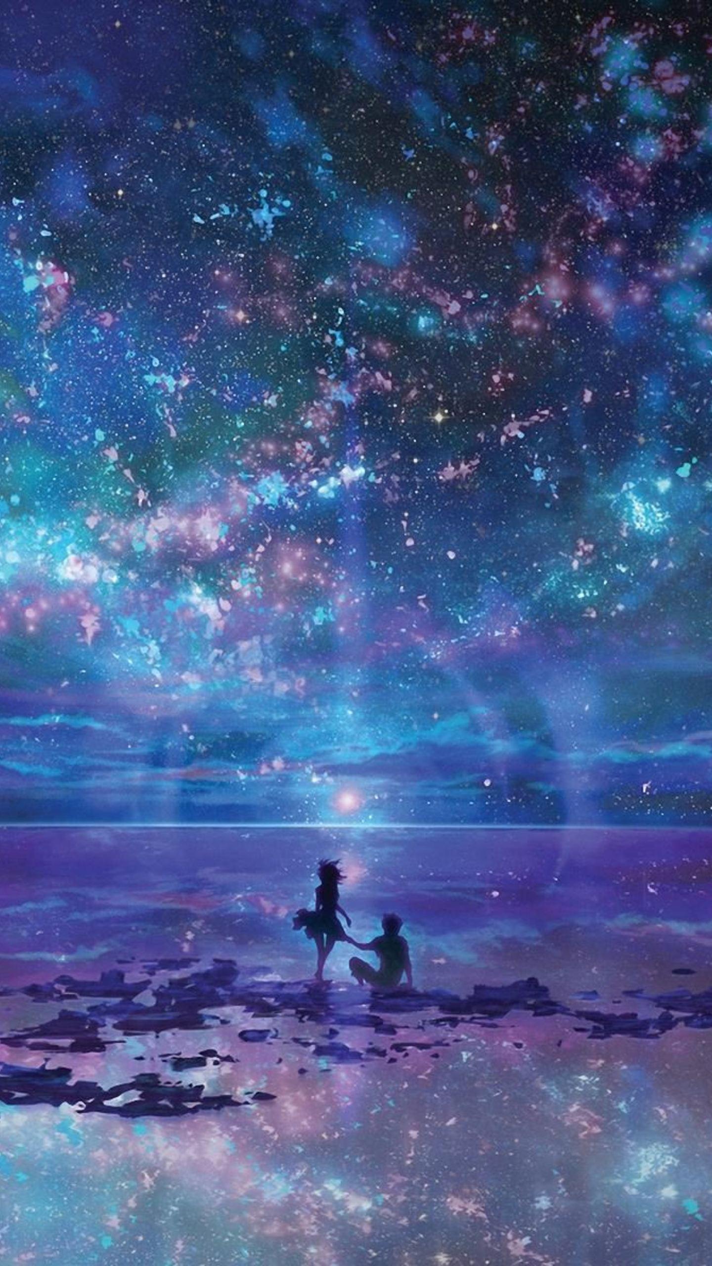 1440x2560 Sky, Atmosphere, Watercolor paint, Purple, Space, Universe Free Phone Wallpaper