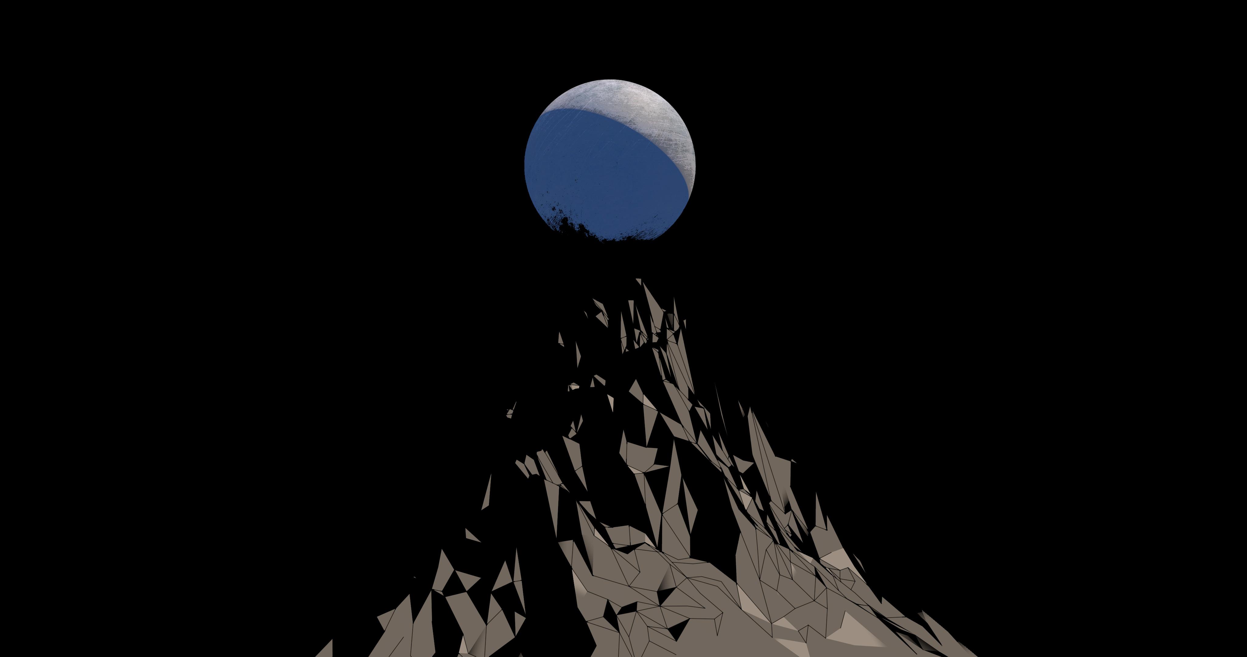 4096x2160 Black Mountains Vector Minimal Art .