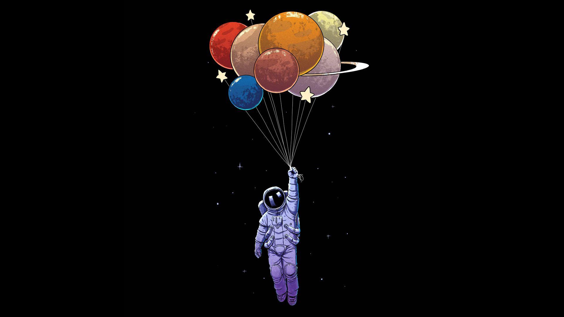 1920x1080 Minimalism Stars Space Planet Astronaut Mars Jupiter Neptune Saturn Uranus Pluto Wallpaper:1920x1080