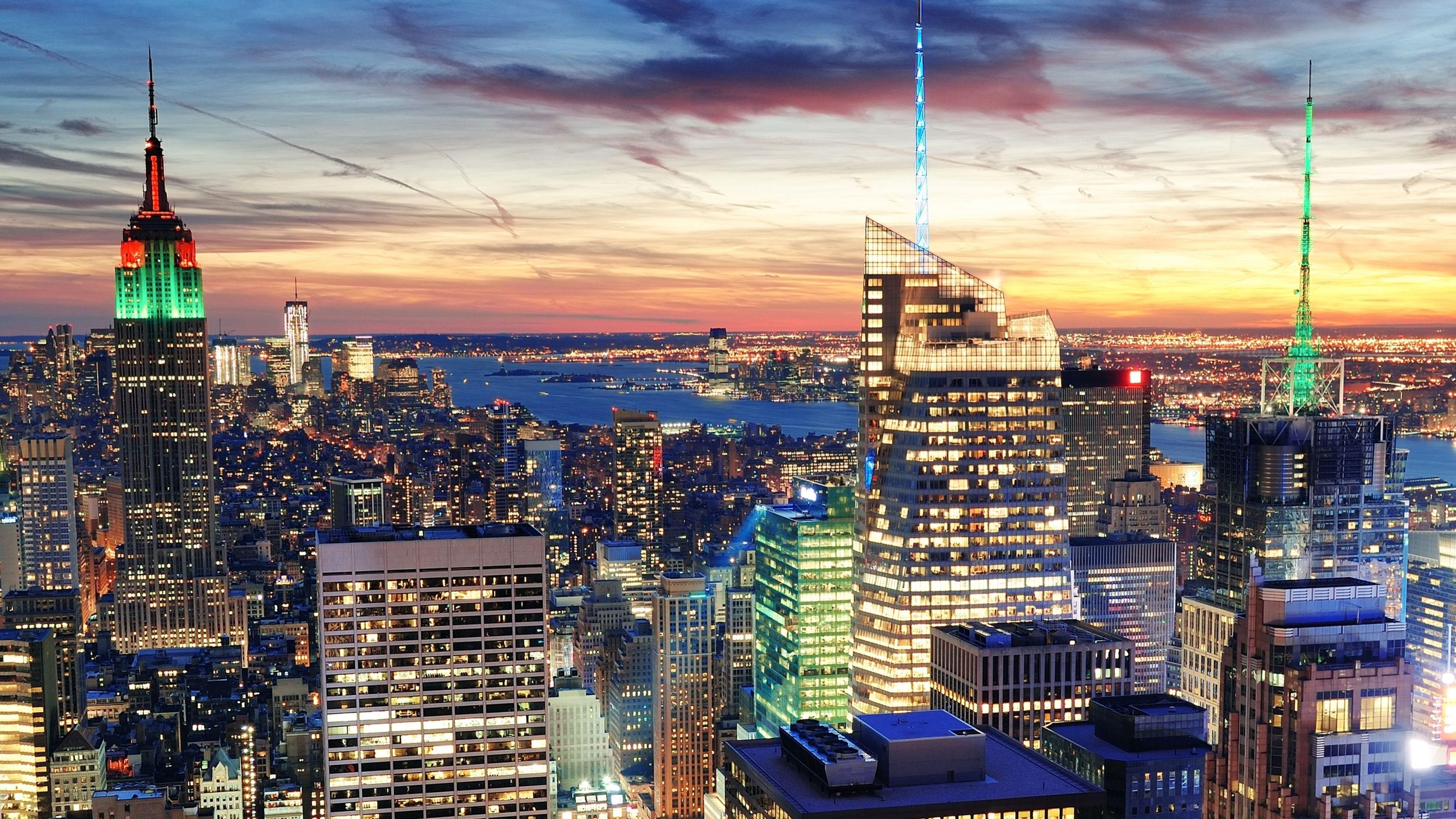 3840x2160 NewYork City Lights Evening 4k Ulra HD Wallpaper