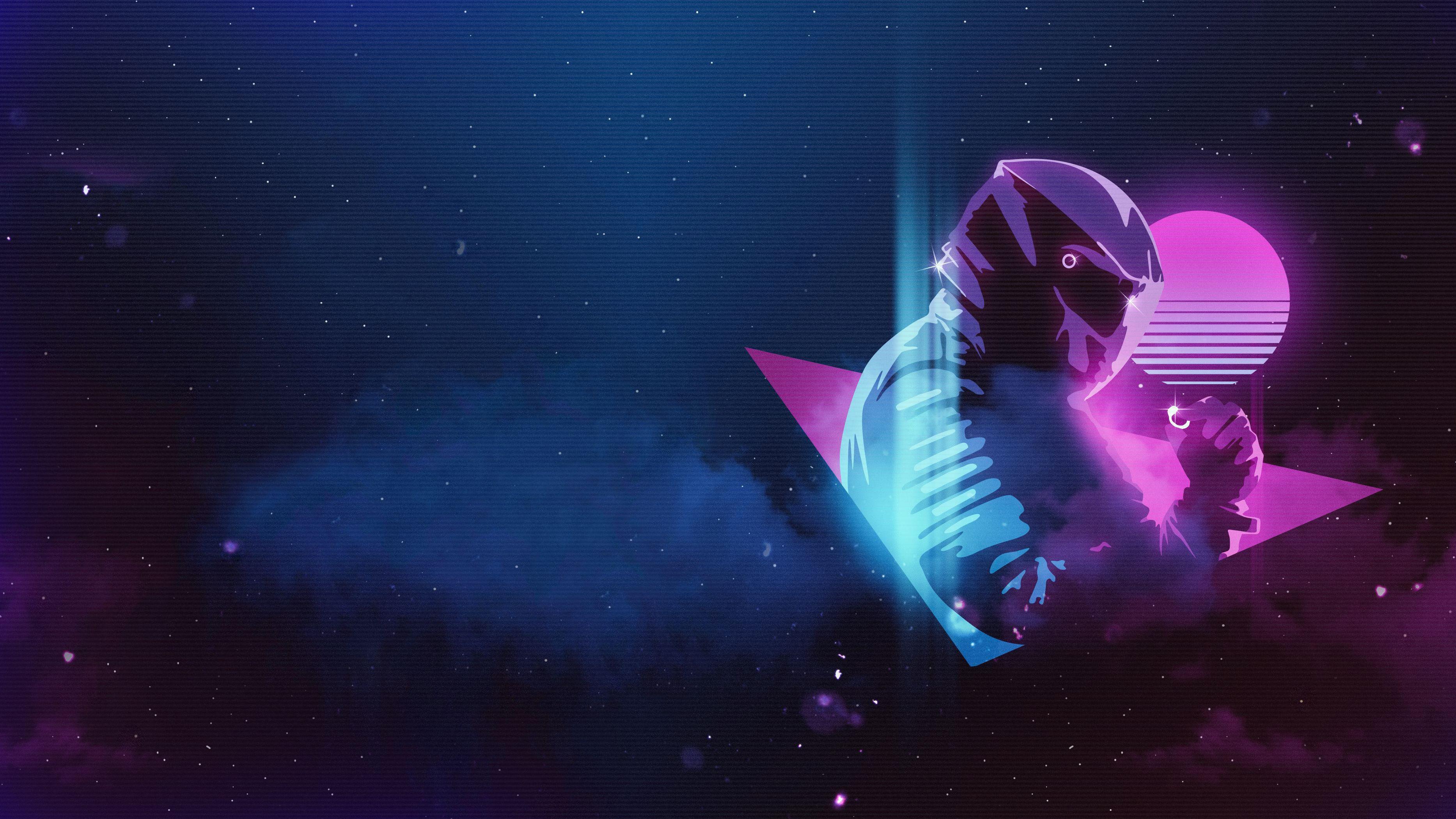 3733x2100 Title Artistic Retro Wave Neon Moon Wallpaper Retrowave HD Wallpaper