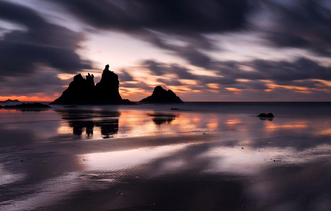 1332x850 Wallpaper night, shore, Tenerife, Benijo image for desktop, section пейзажи