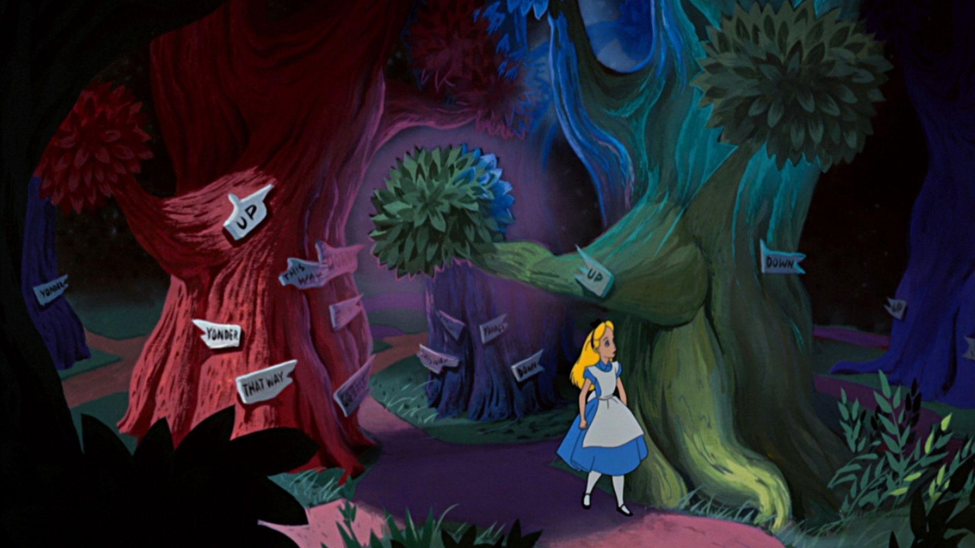 1920x1080 Disney Alice In Wonderland Wallpaper HD In Wonderland Cheshire Cat Scene HD Wallpaper