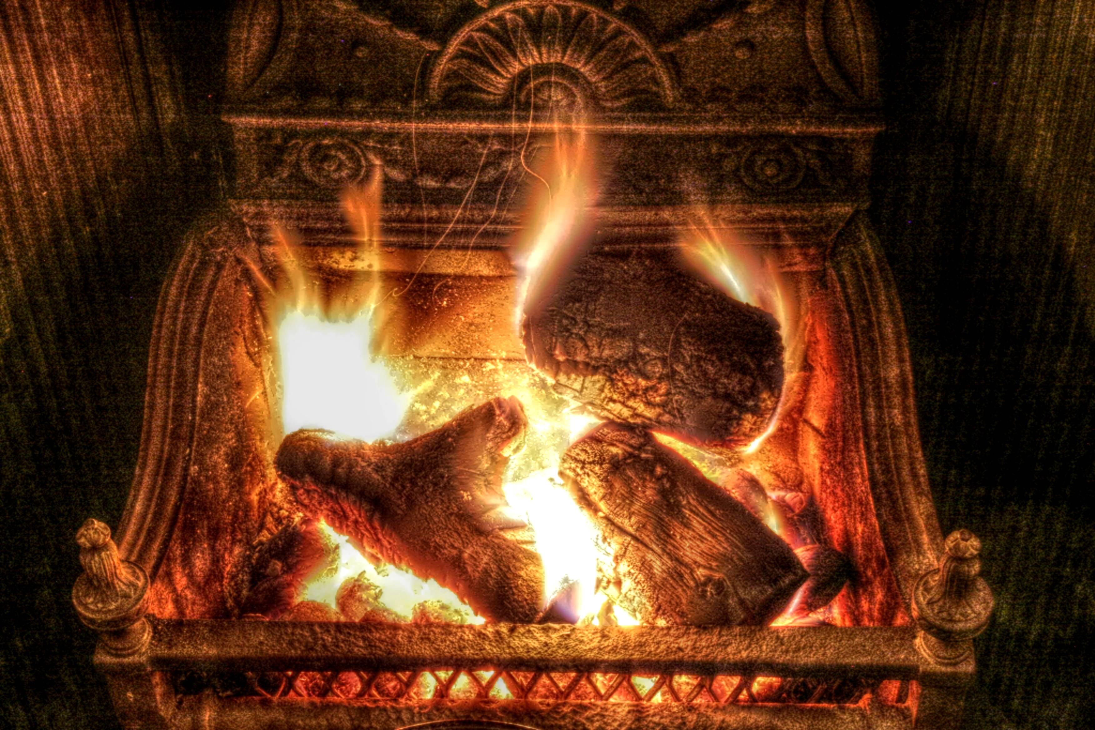 Winter Fireplace Background