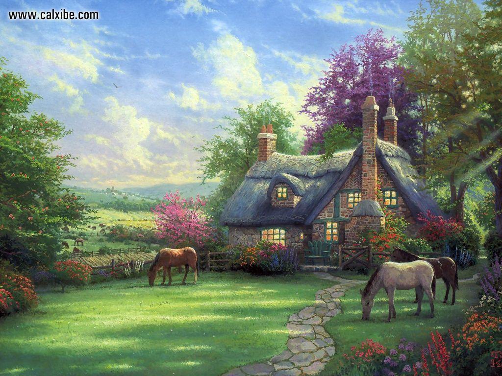 1024x768 Summer Cottage Wallpaper
