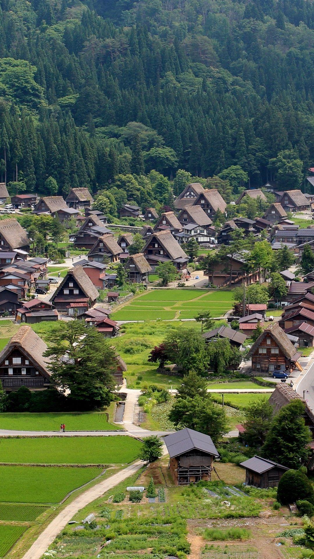 1080x1920 Wallpaper Shirakawago, Shiroyama, Gassho Zukuri Farmhouses, Ogimachi Village, Japan 3840x2160 UHD 4K Picture, Image