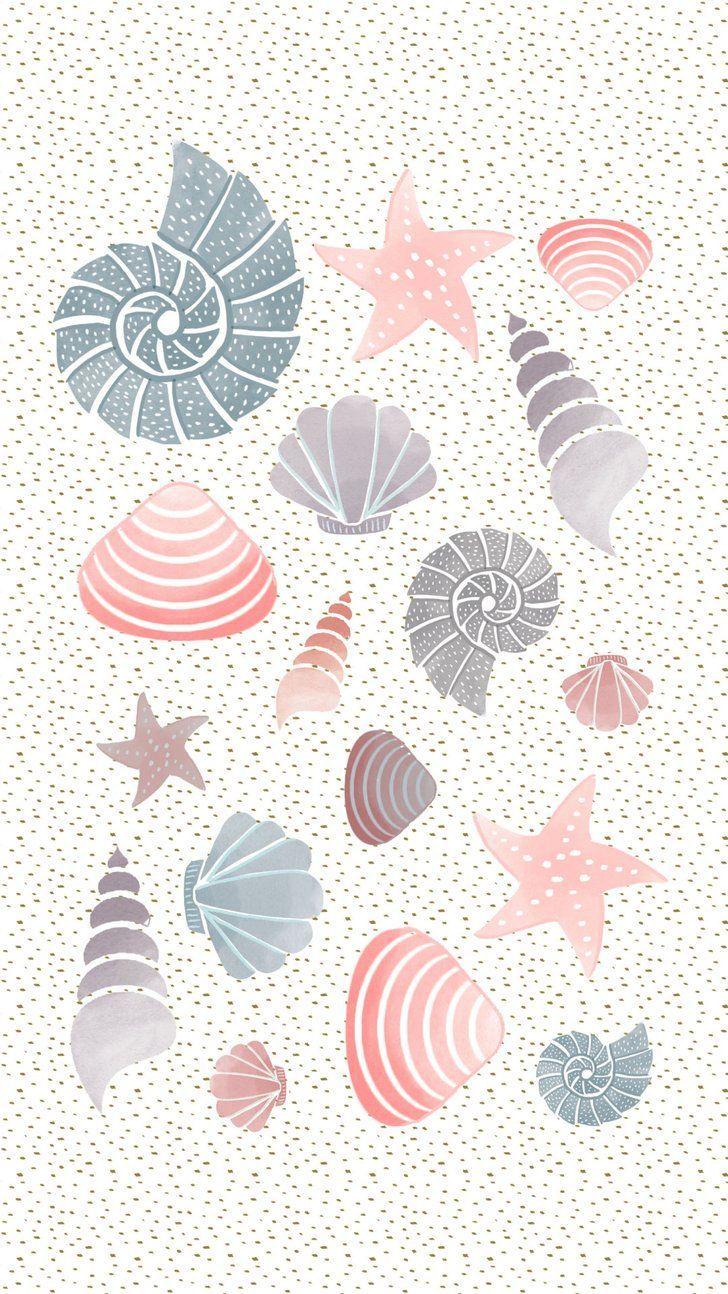 Seashell Sketches Seashell wallpaper  TenStickers