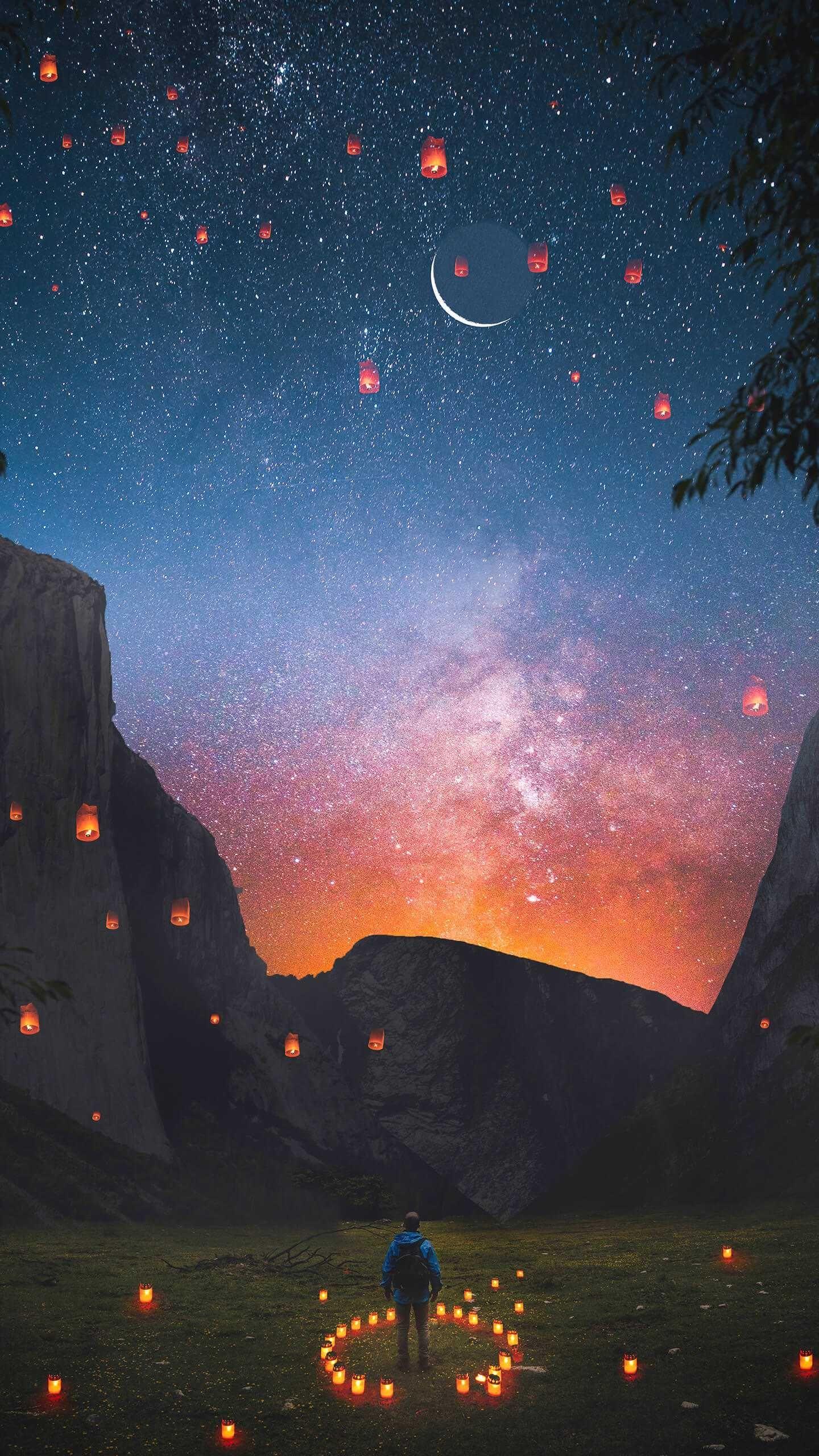 1440x2560 Sky lanterns Nature iPhone Wallpaper. Nature iphone wallpaper, Nature background iphone, Sky lanterns