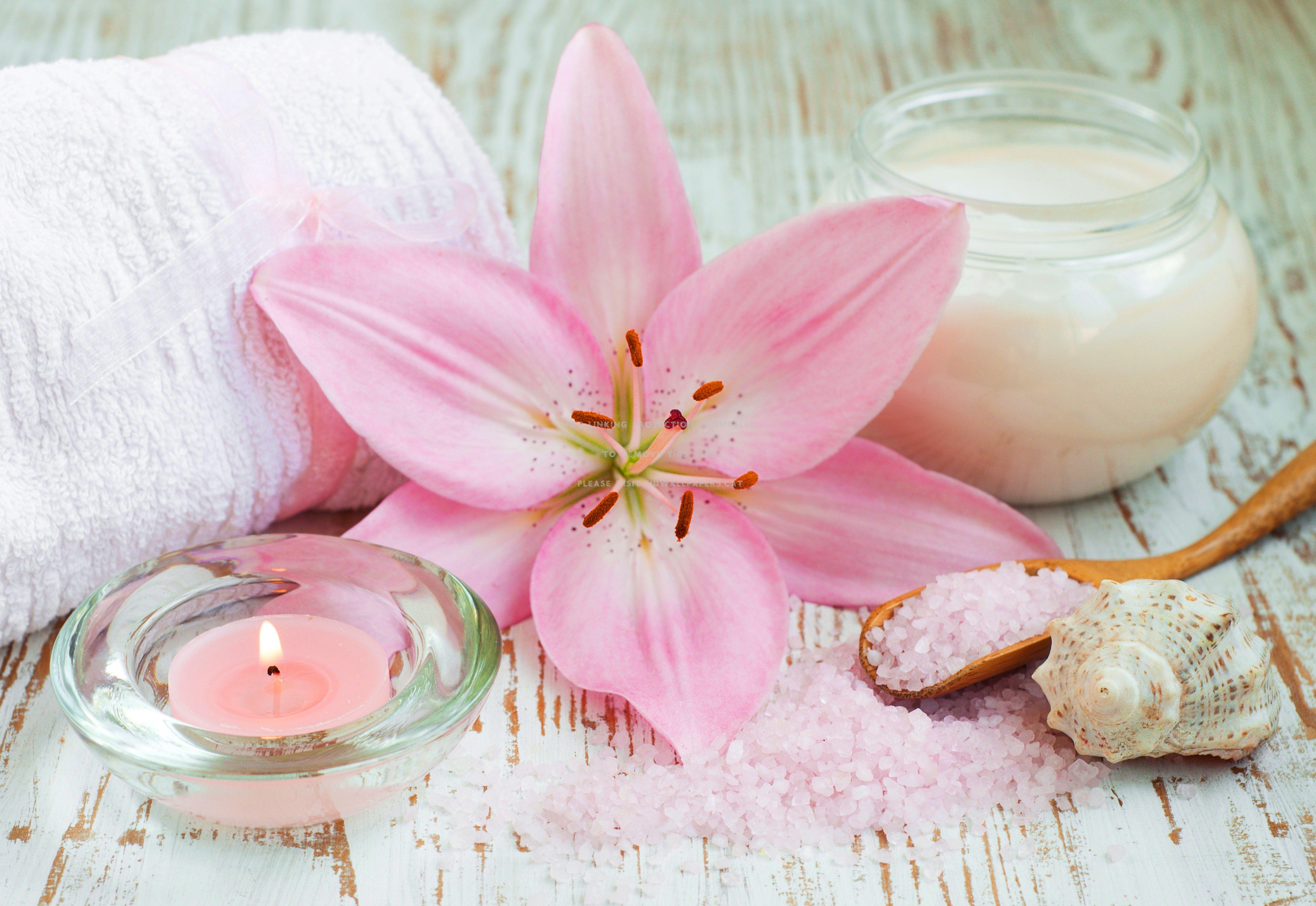 6151x4237 pink spa candle beautiful seashell towel