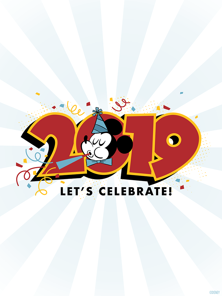 768x1024 Happy New Year Mickey Mouse Wallpaper