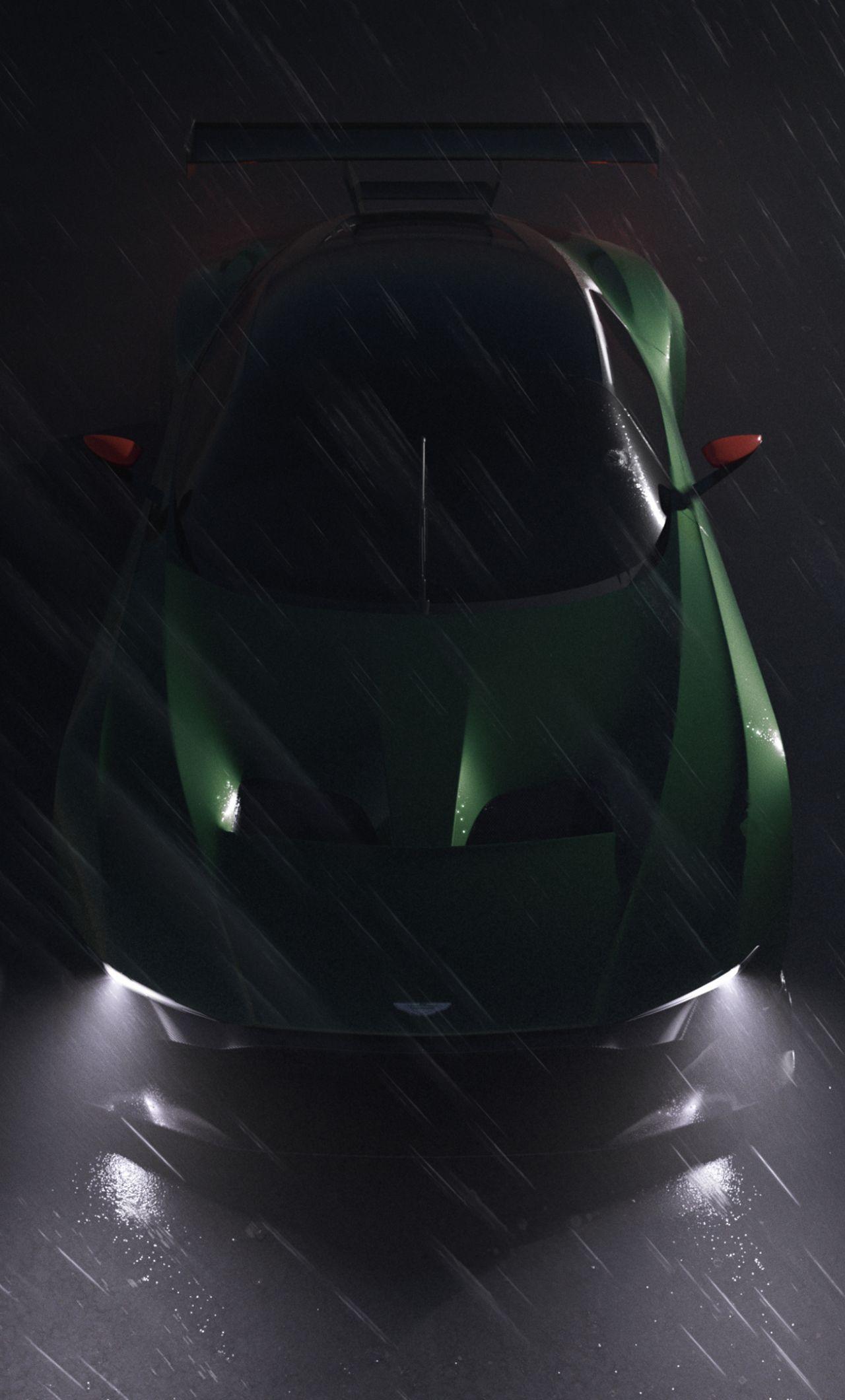 1280x2120 Download 1280x2120 wallpaper green, aston martin vulcan, rain, night out, iphone 6 plus, 1280x2120 HD image, background, 15034