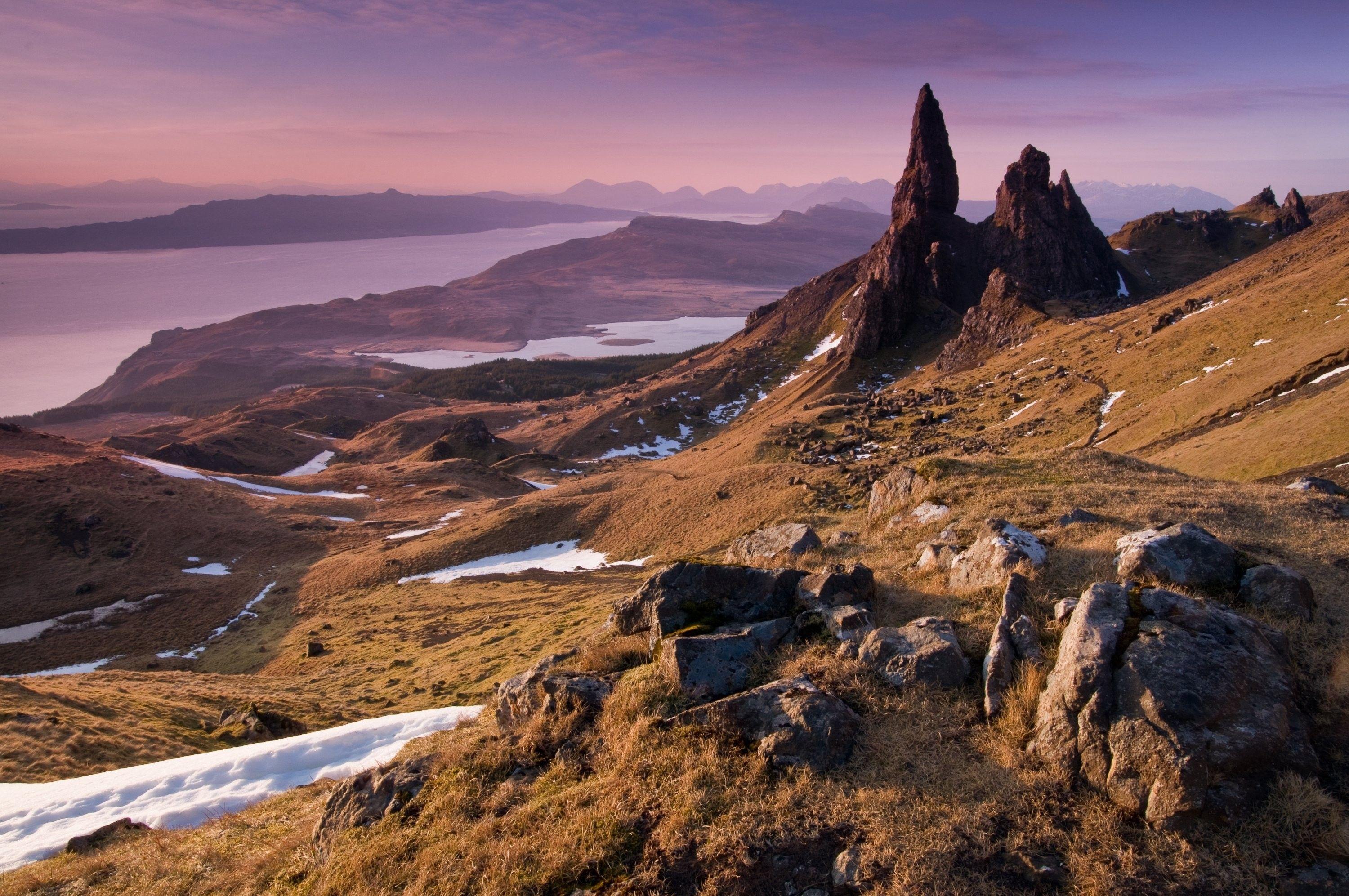 3000x1993 Landscapes: Mountains Water Nature Scotland Rocks 3D Background
