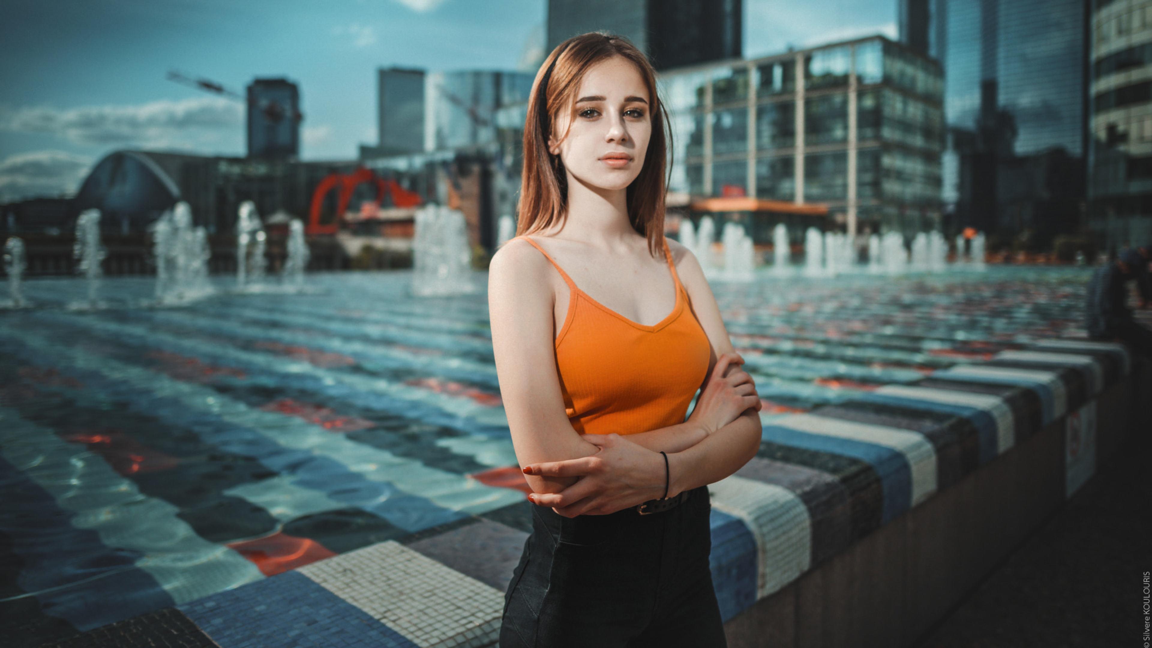 3840x2160 Cute Model in Orange 4K Wallpaper, HD Girls 4K Wallpaper, Image, Photo and Background