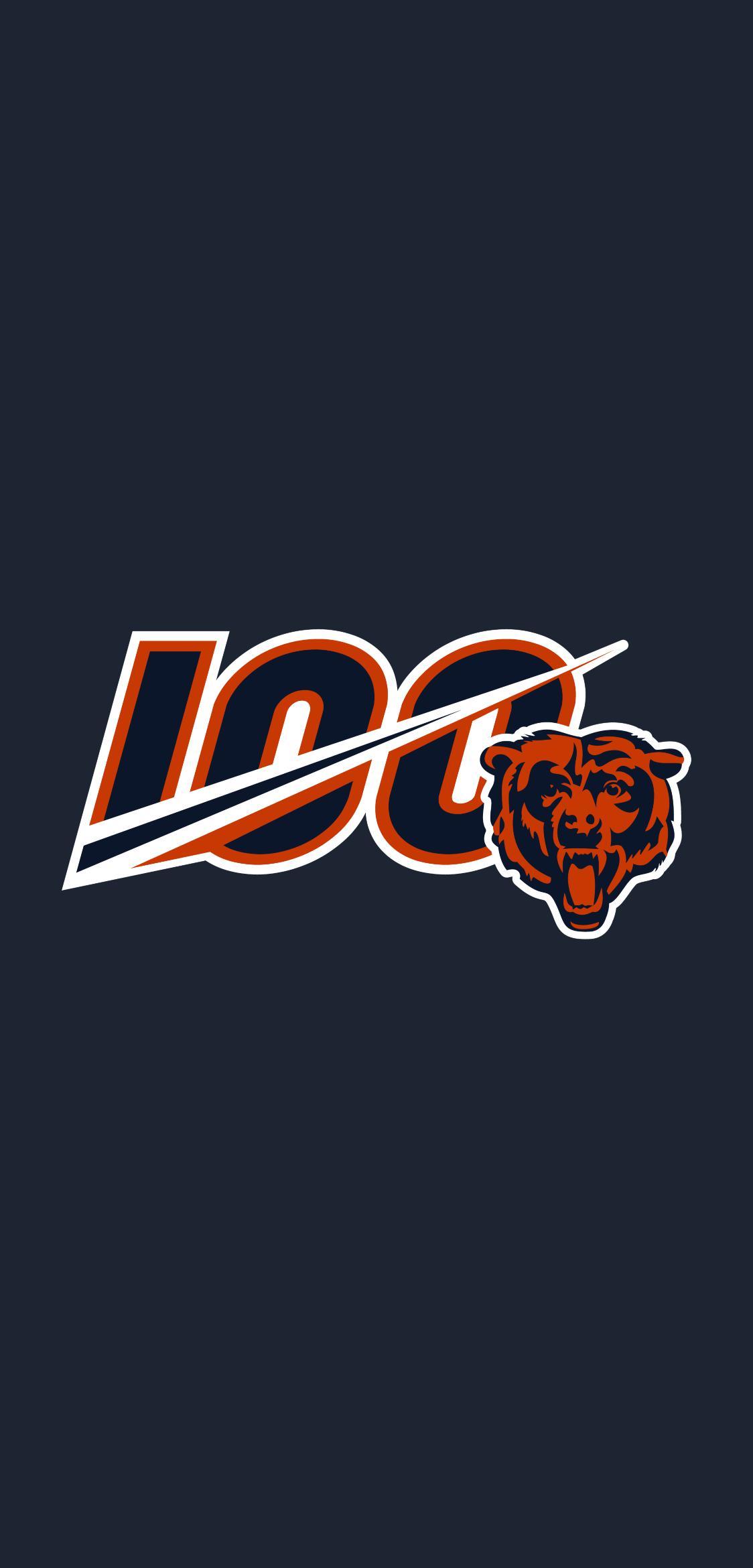 1124x2340 Chicago Bears 100 Logo Wallpaper & Background Download